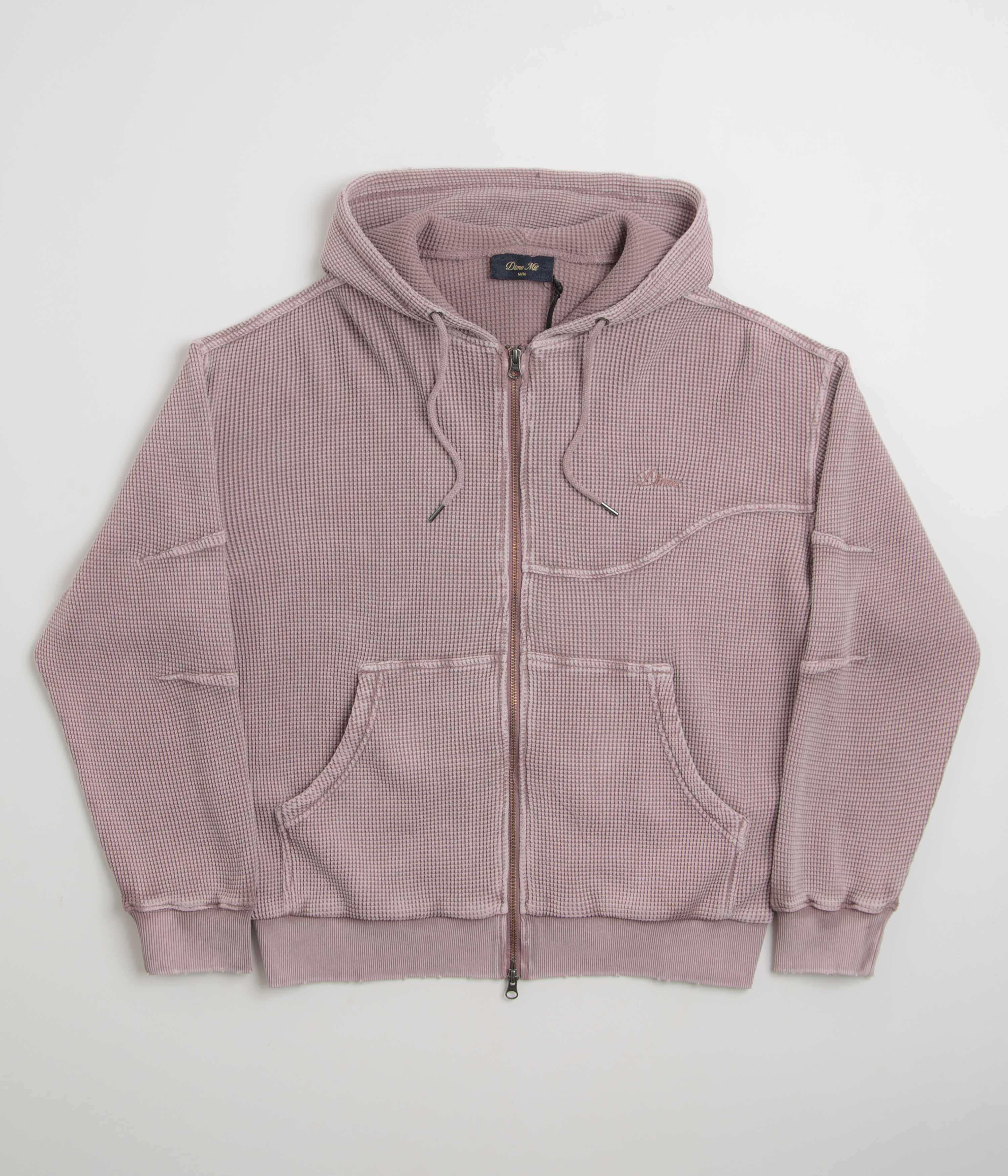 Dime Premium Waffle Full Zip Hoodie - Faded Mauve