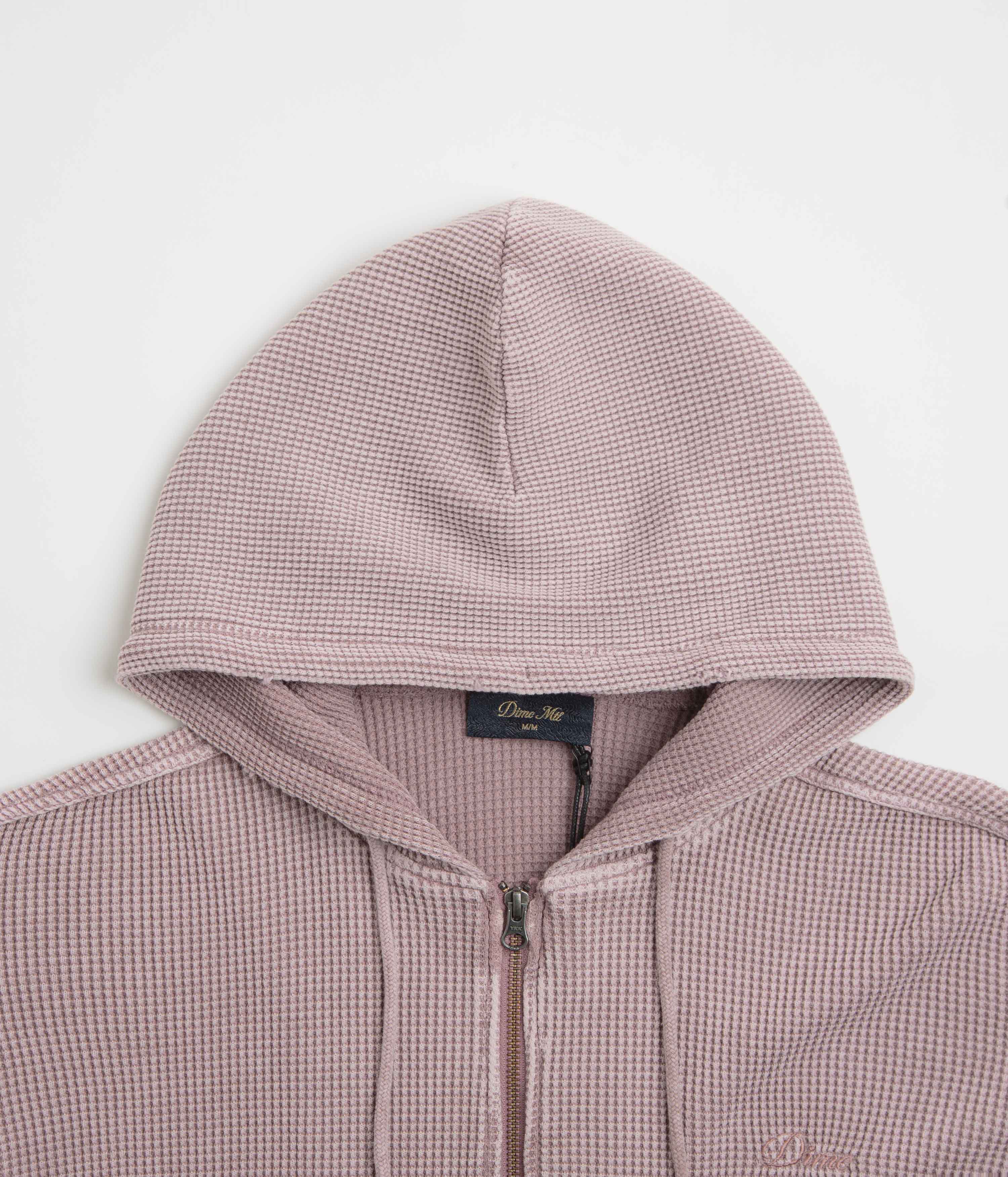 Dime Premium Waffle Full Zip Hoodie - Faded Mauve - Image 3