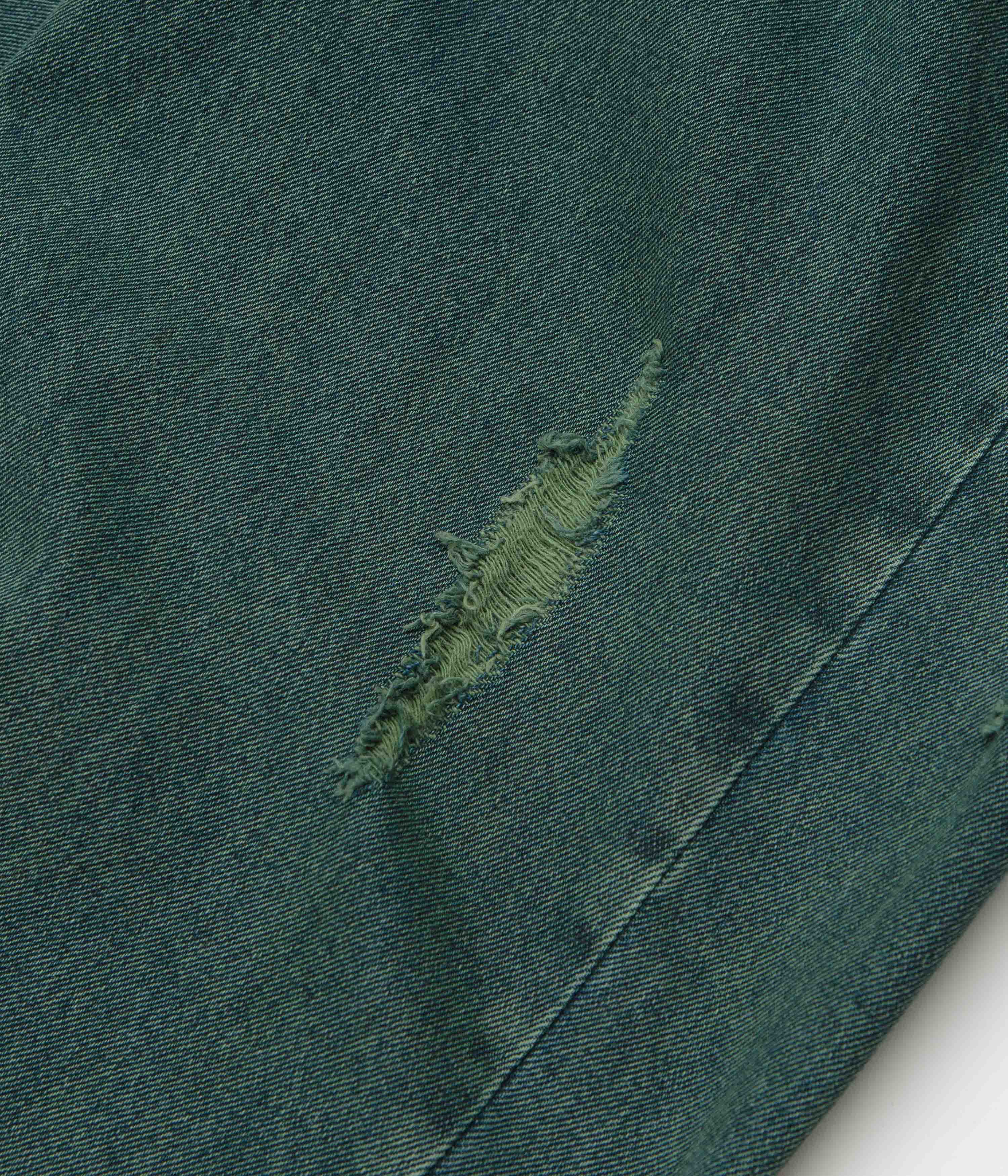 Dime Striped Classic Baggy Denim Pants - Distressed Green - Image 10