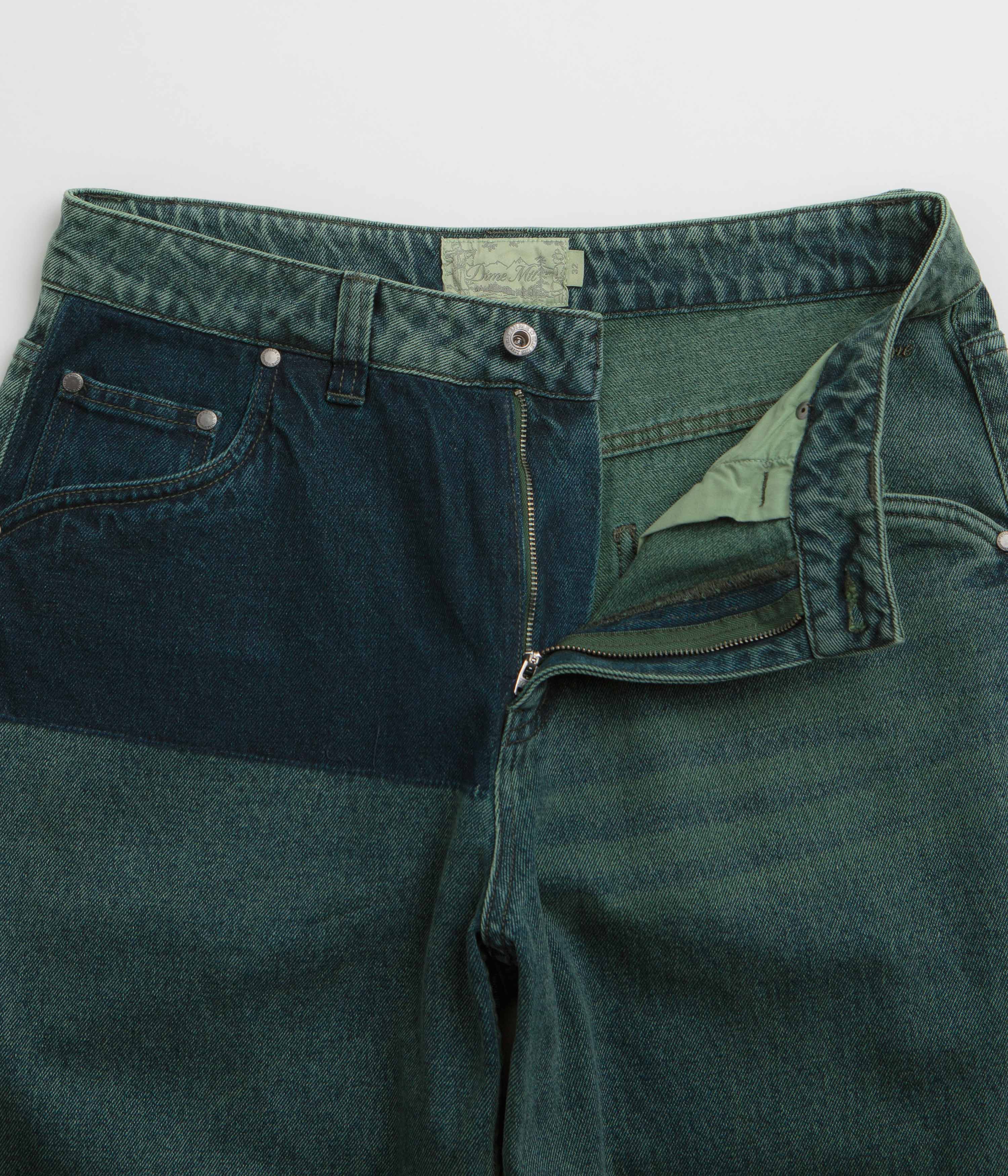 Dime Striped Classic Baggy Denim Pants - Distressed Green - Image 5