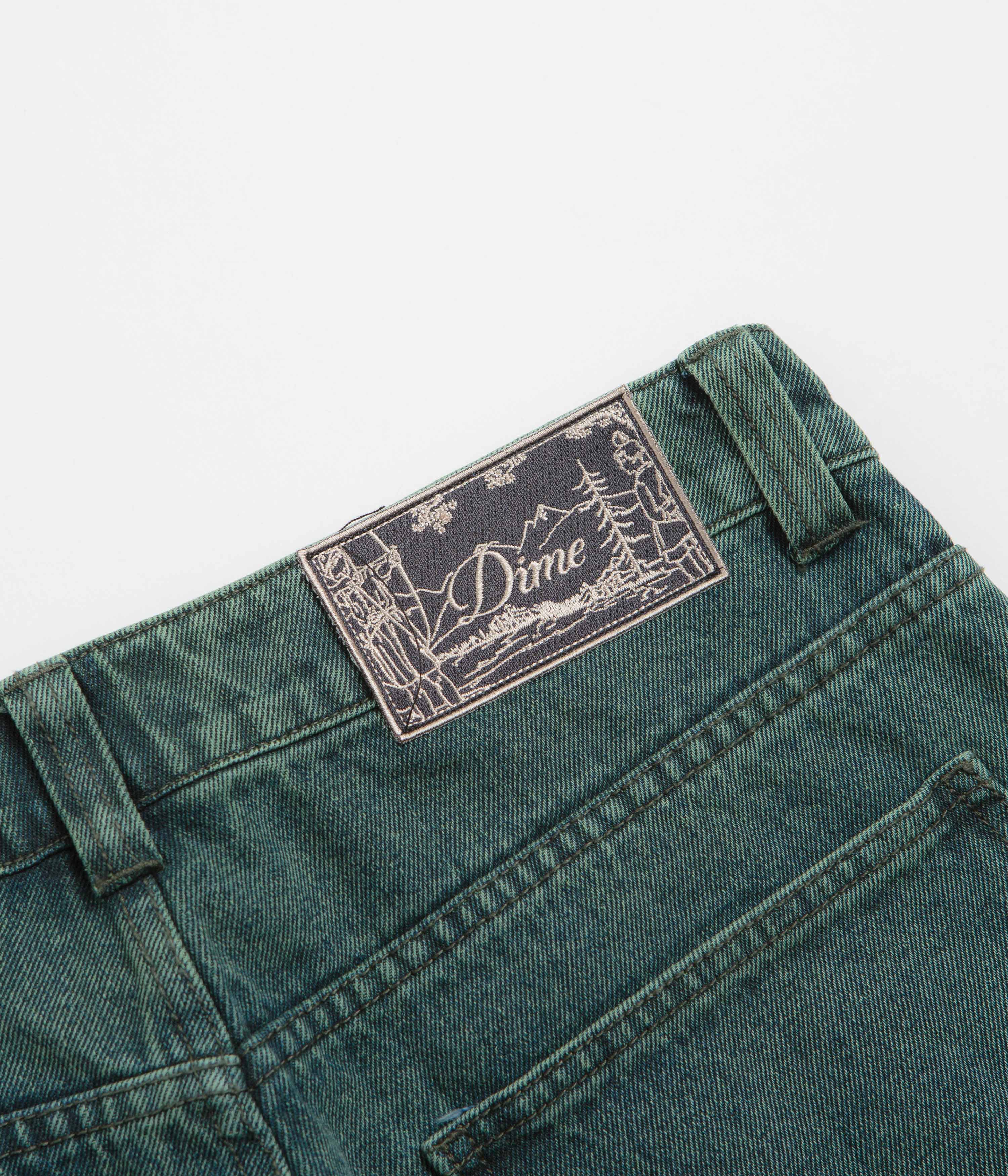Dime Striped Classic Baggy Denim Pants - Distressed Green - Image 8