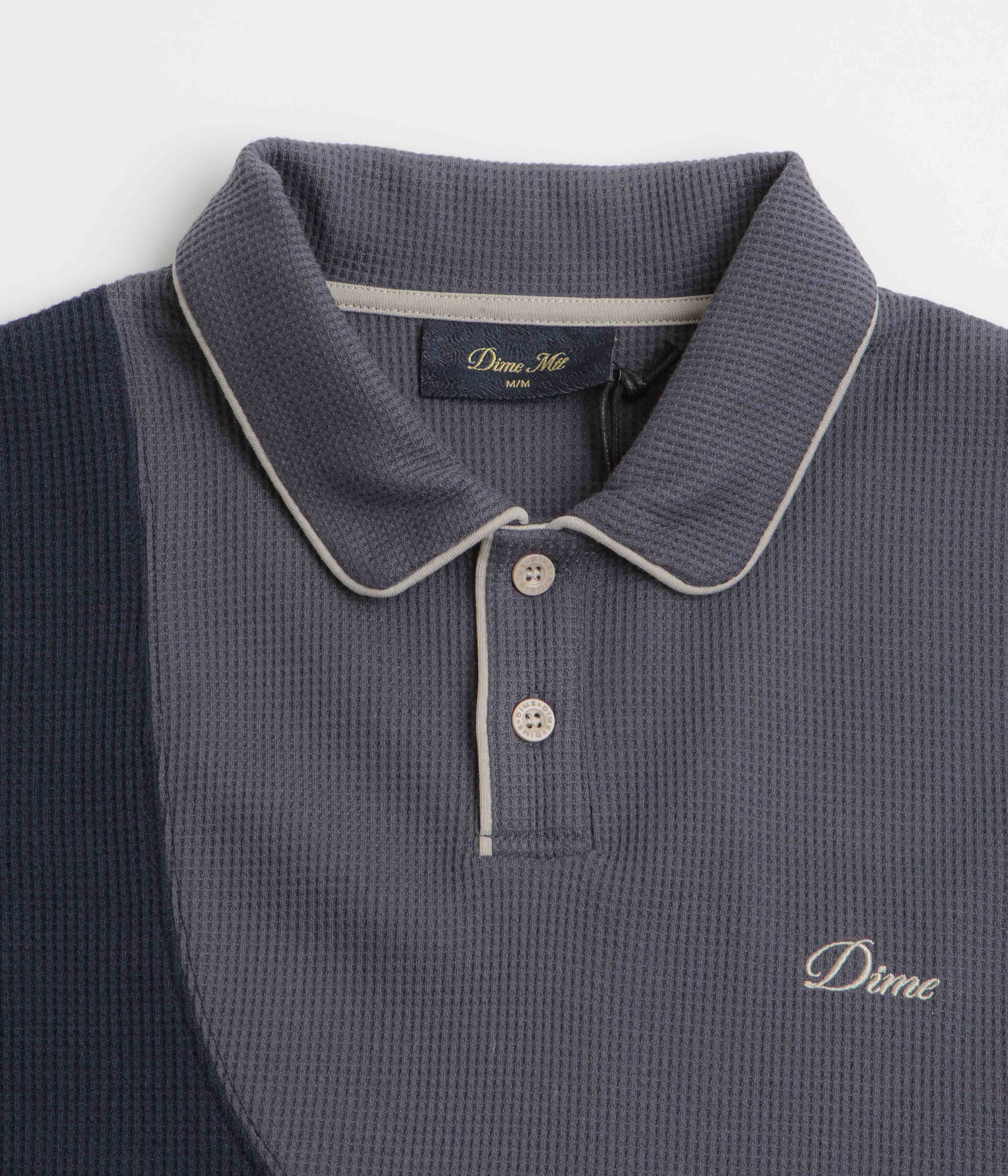 Dime Waffle Polo Shirt - Indigo - Image 3