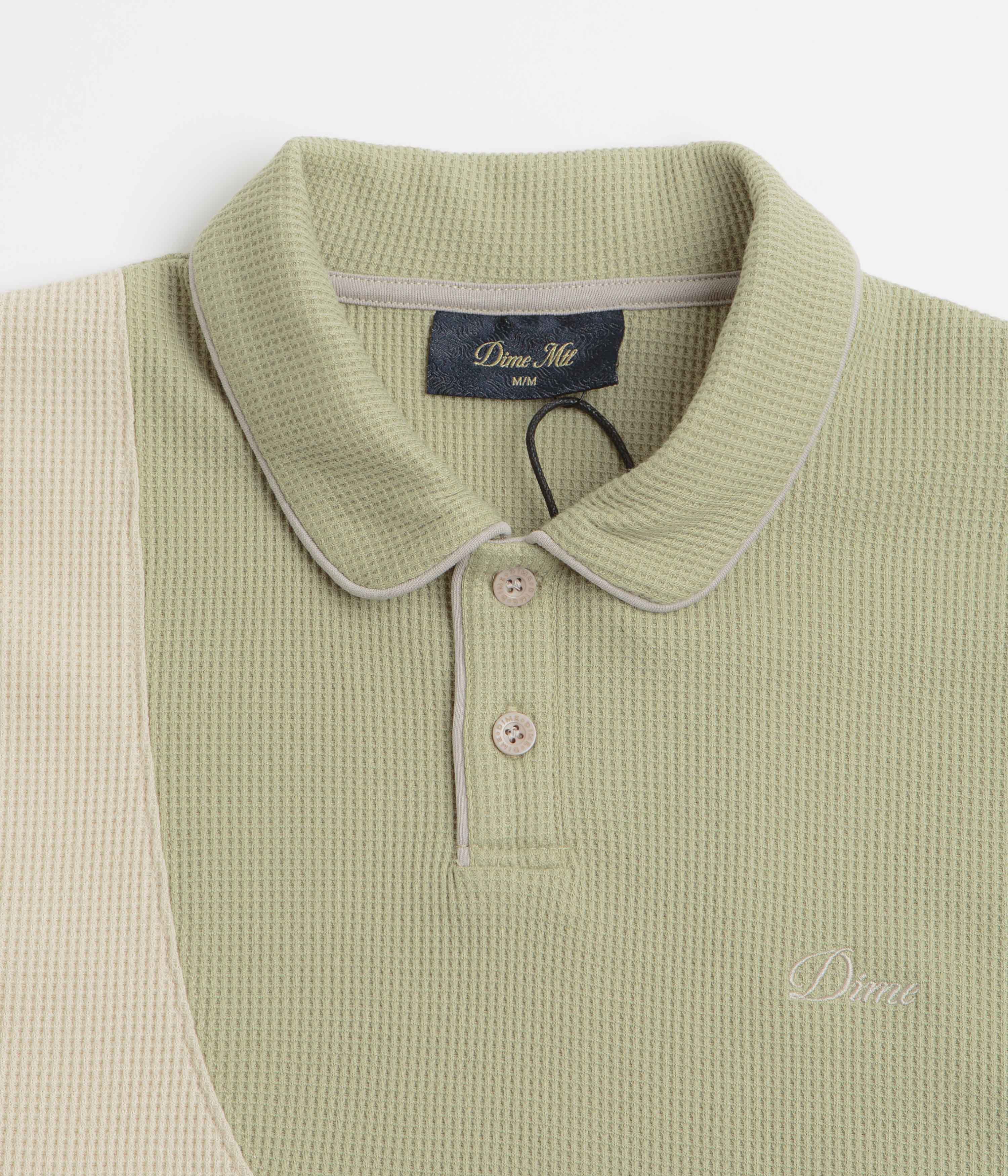 Dime Waffle Polo Shirt - Sage - Image 3