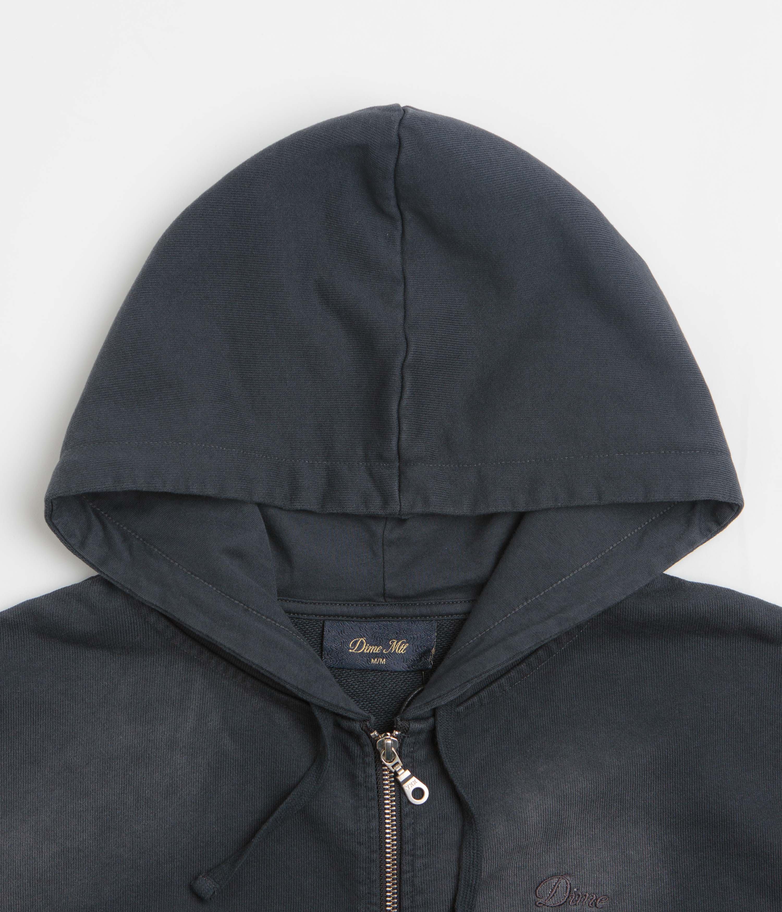 Dime Womens Cropped Full Zip Hoodie - Black Washed - Image 3