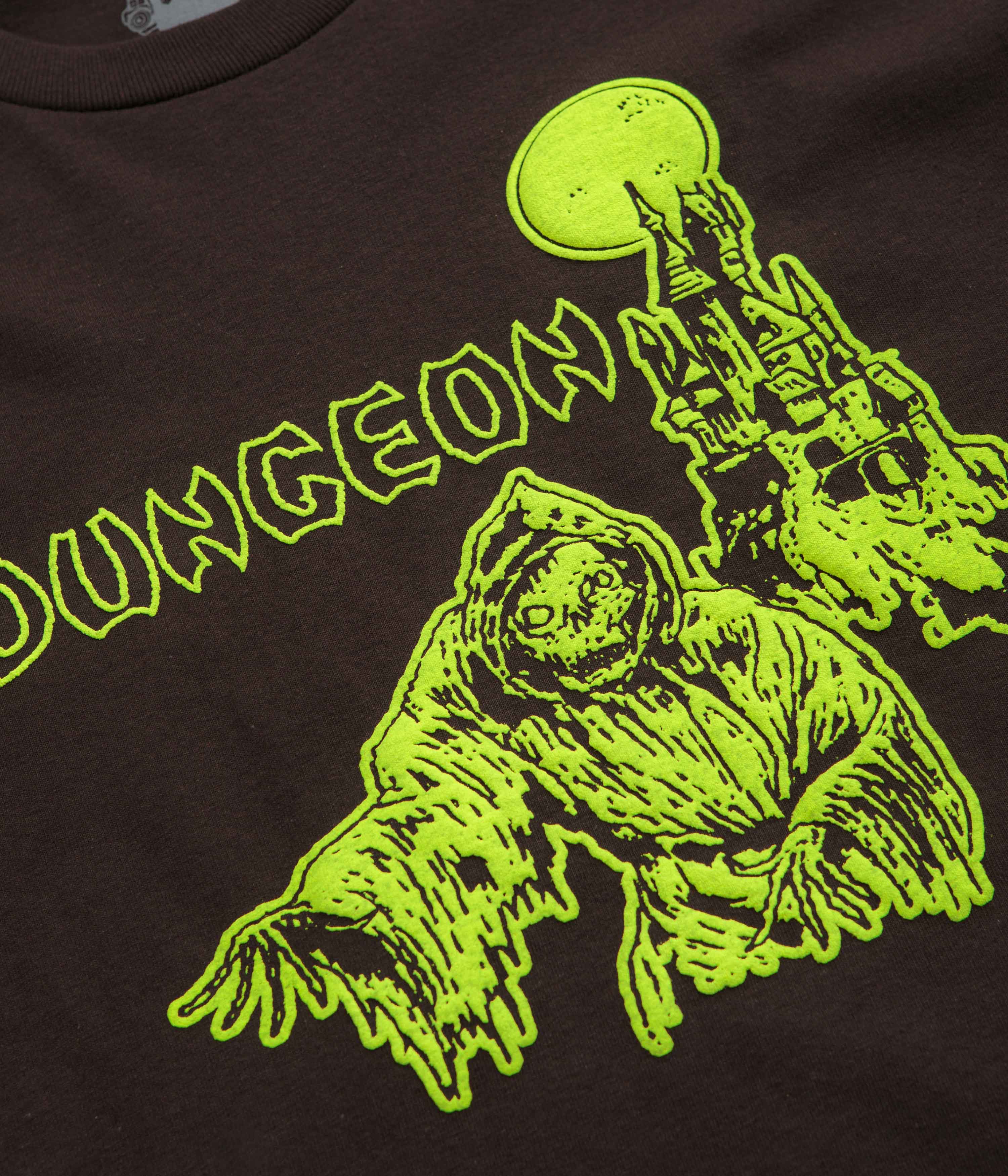 Dungeon Tower Long Sleeve T-Shirt - Chocolate / Neon Yellow - Image 2