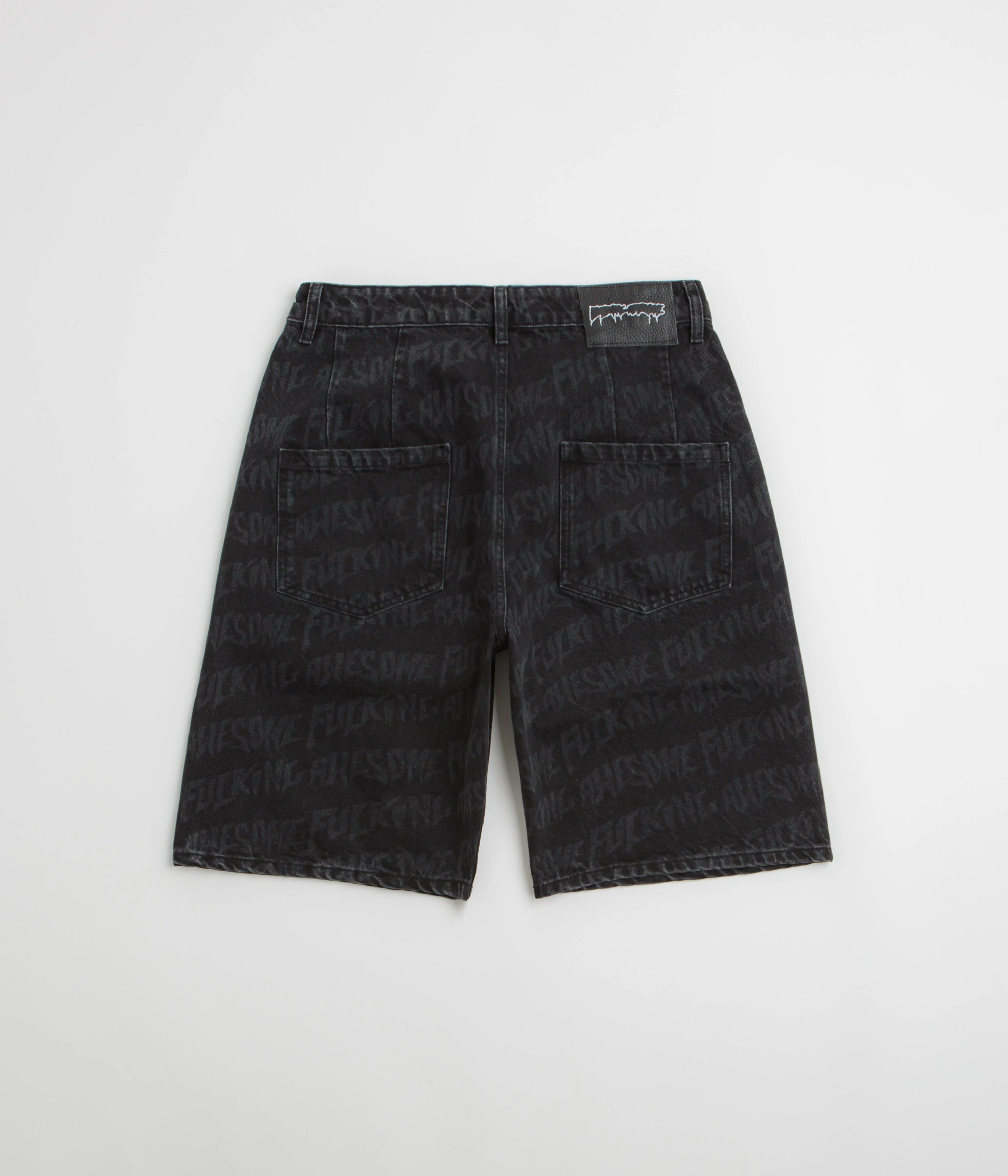 Fucking Awesome Baggy Pleated Denim Laser Shorts - Black - Image 3