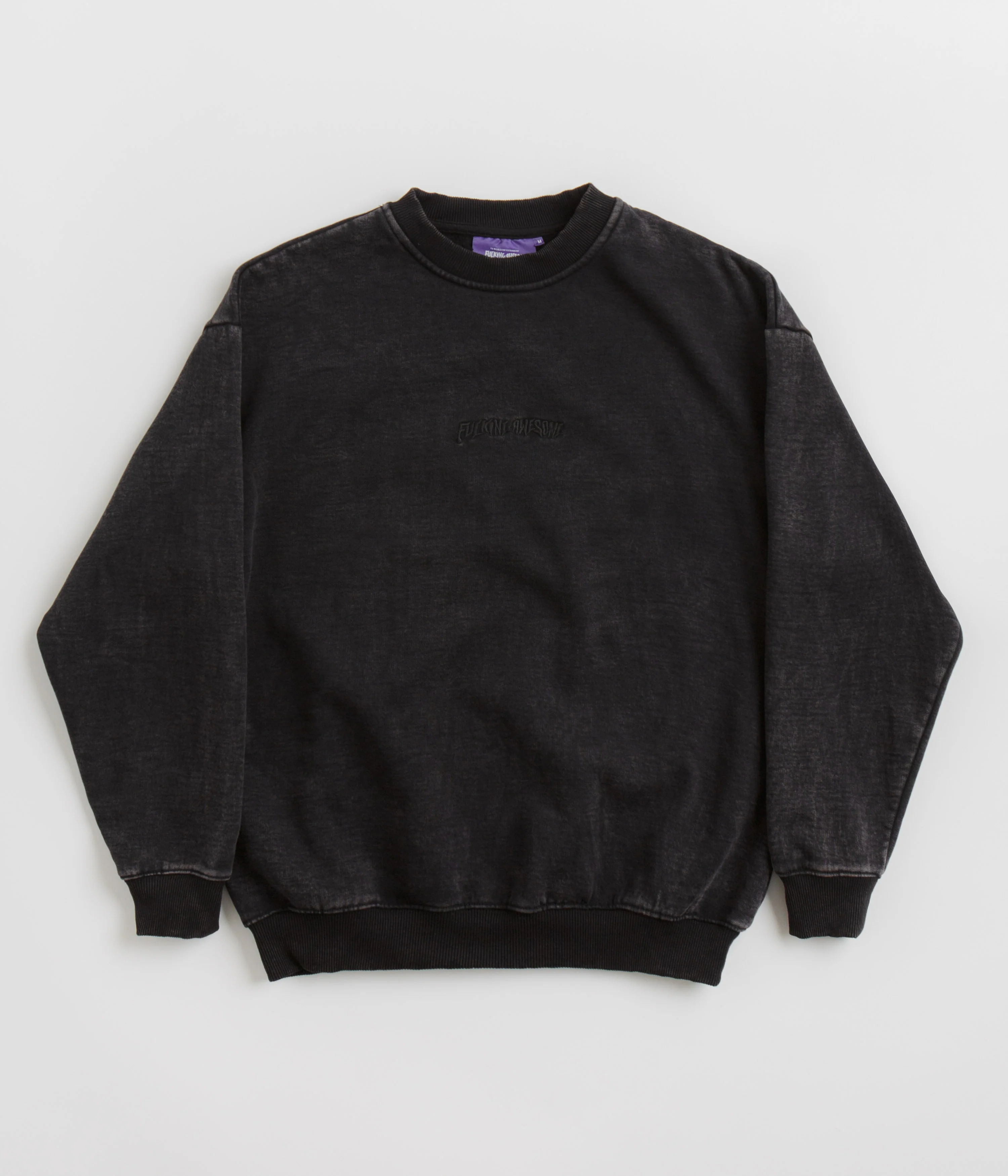 Fucking Awesome Little Stamp Snow Wash Crewneck Sweatshirt - Black