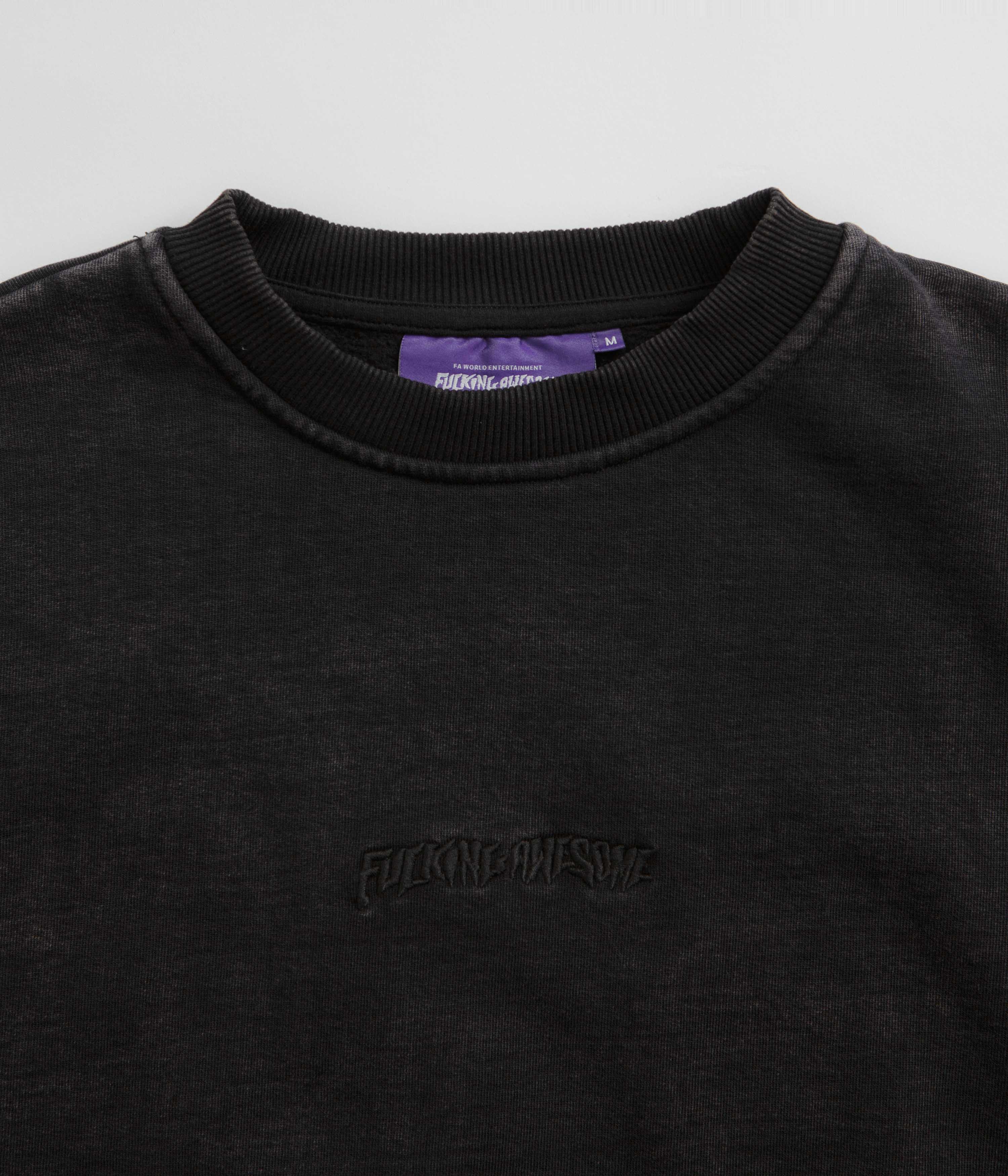 Fucking Awesome Little Stamp Snow Wash Crewneck Sweatshirt - Black - Image 4