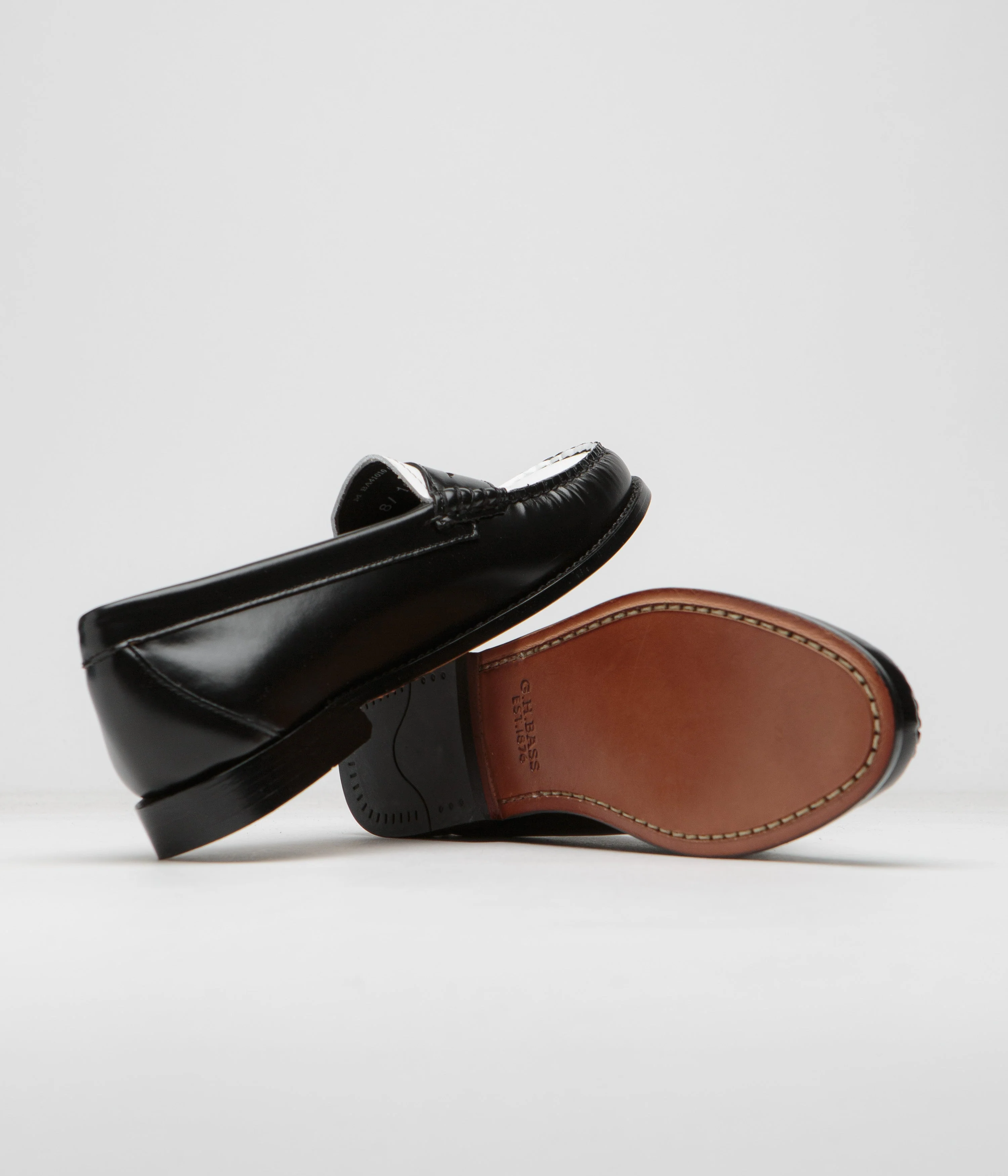 G.H. Bass Womens Weejun Penny Shoes - Black / White - Image 5