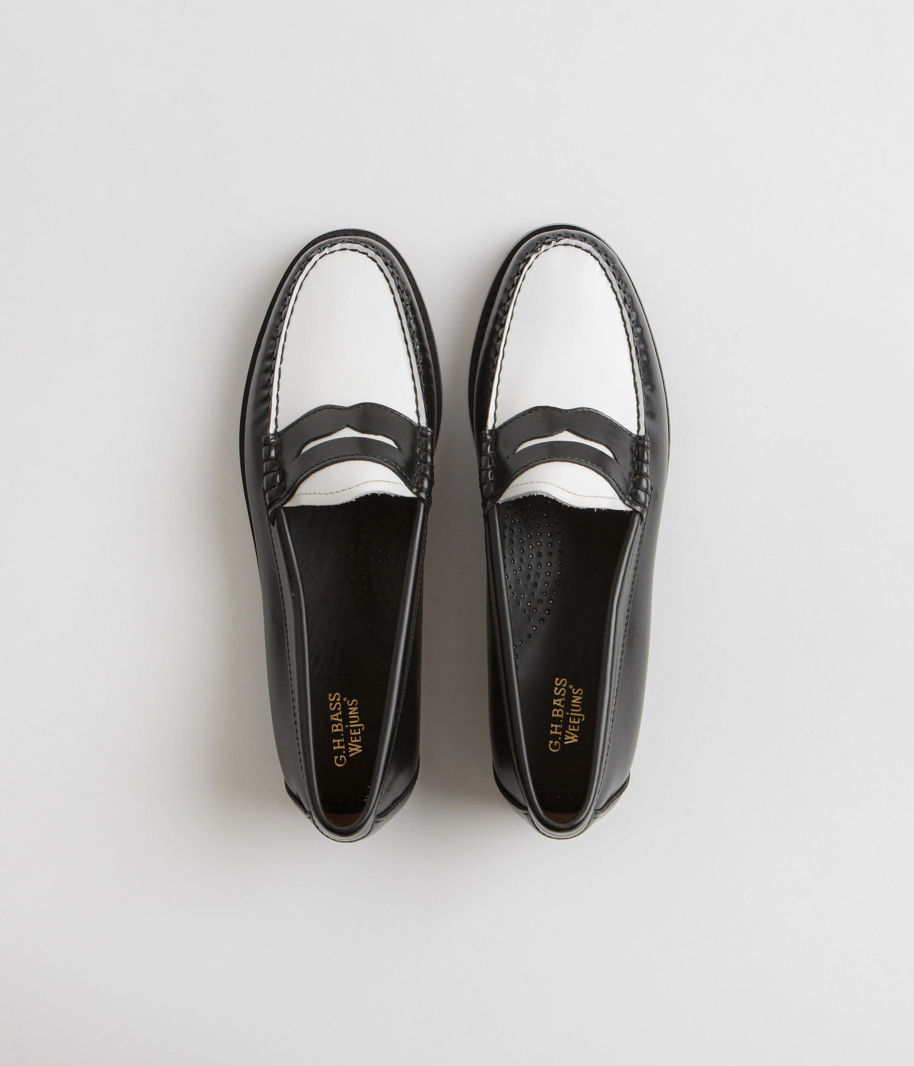 G.H. Bass Womens Weejun Penny Shoes - Black / White - Image 7