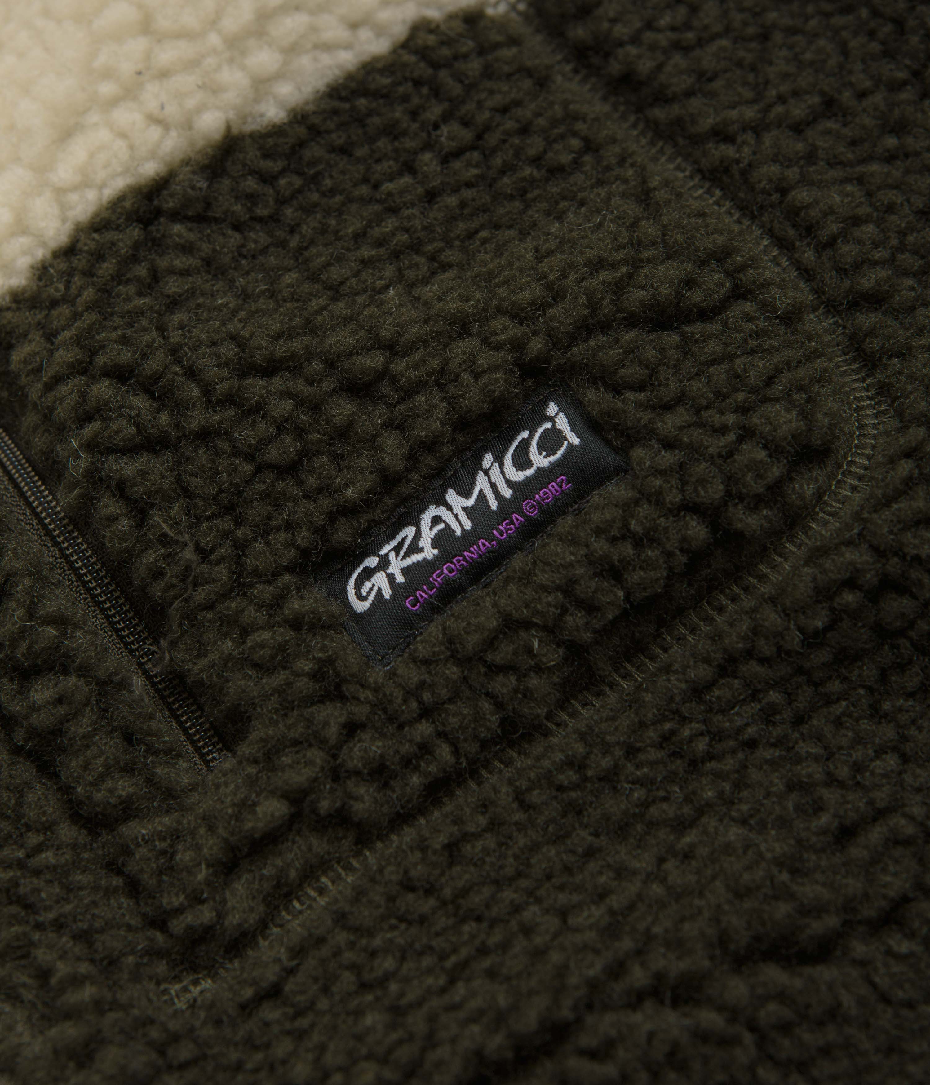 Gramicci Checkered Sherpa Vest - Natural / Olive Check - Image 3