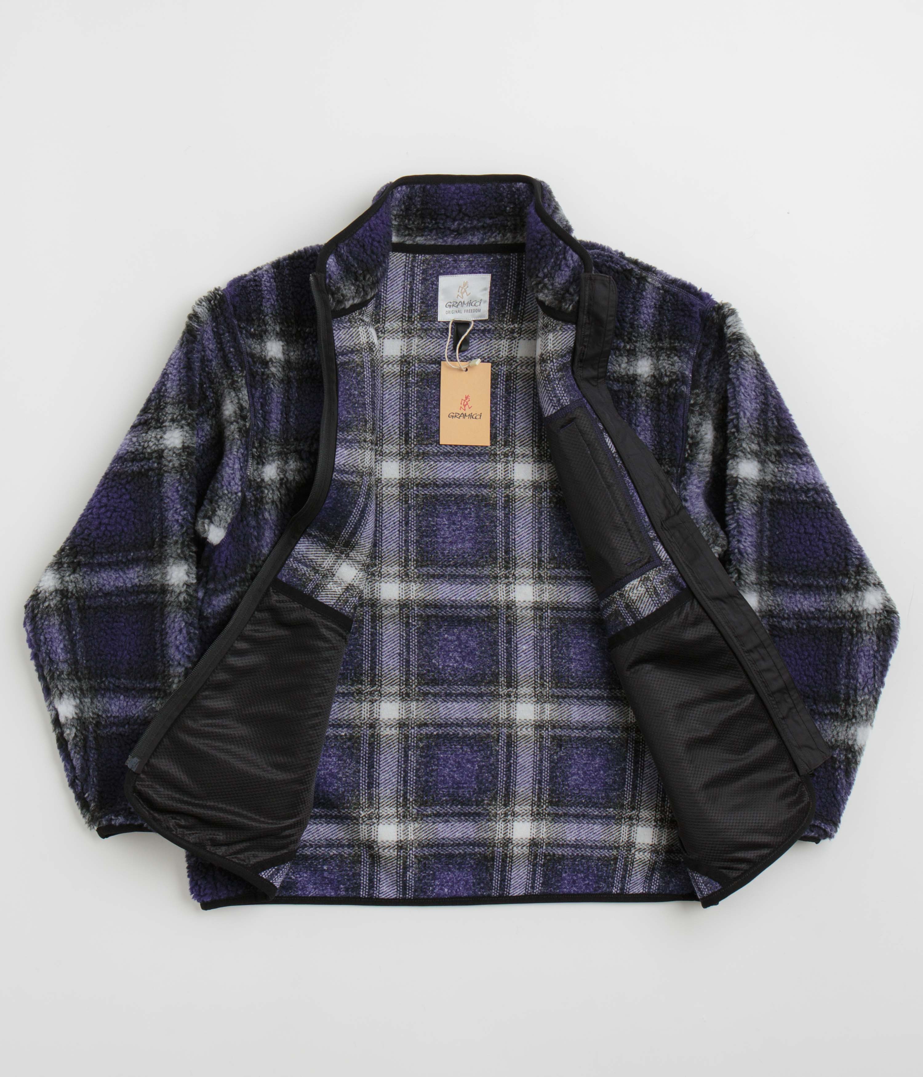 Gramicci Shadow Plaid Sherpa Jacket - Purple Shadow Plaid - Image 2