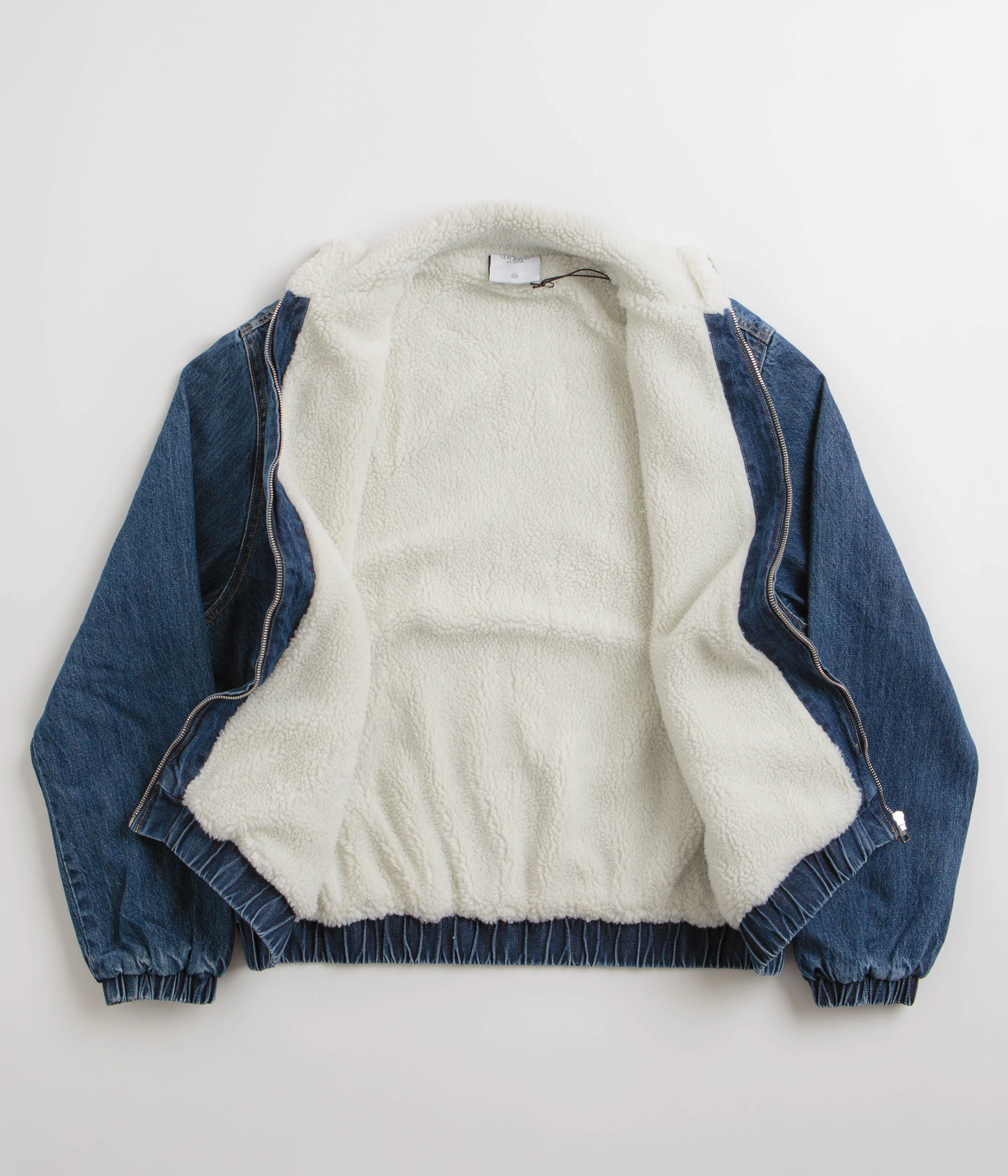 Grand Collection Denim Sherpa Track Jacket - Blue - Image 2