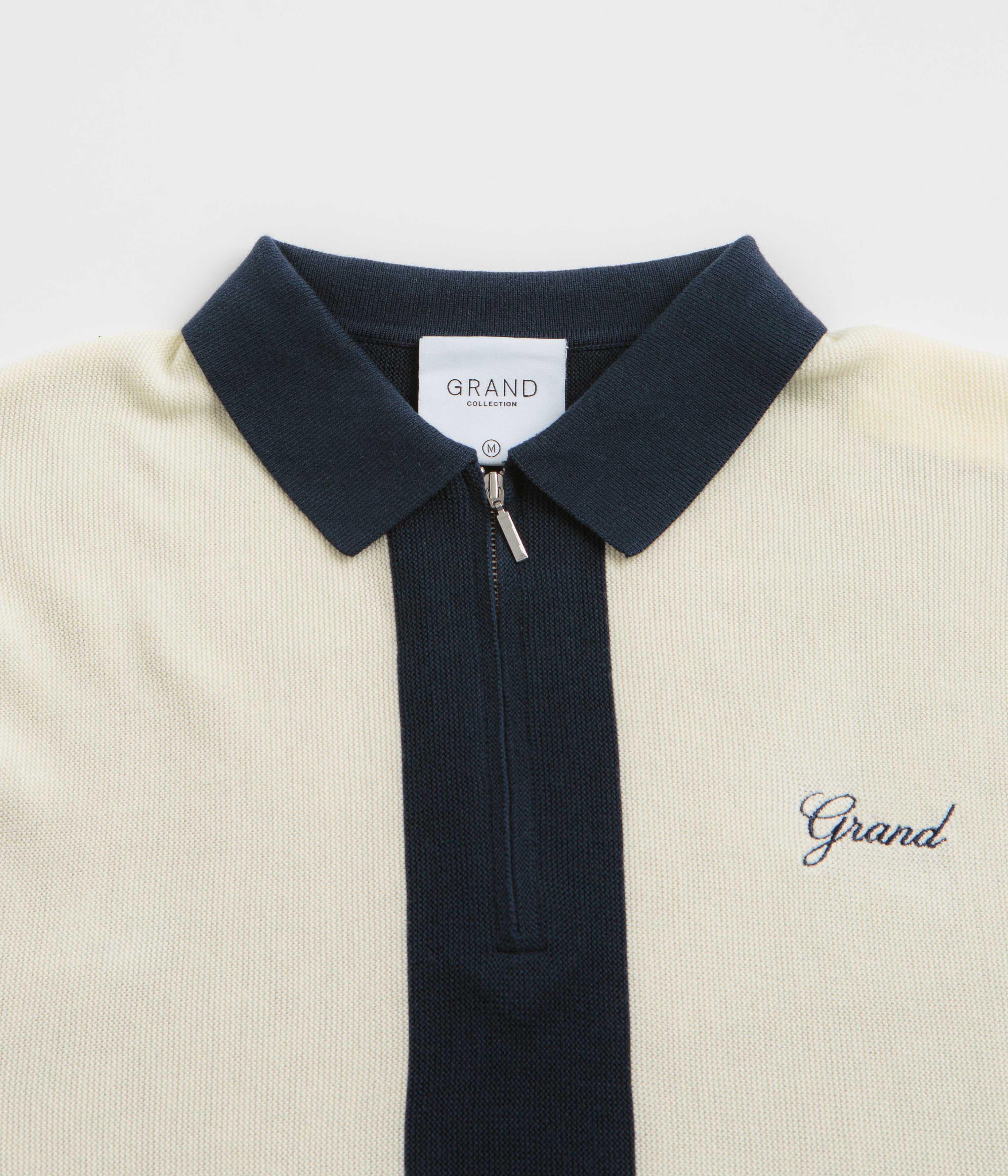 Grand Collection Knit 1/4 Zip Sweatshirt - Navy / Cream - Image 2