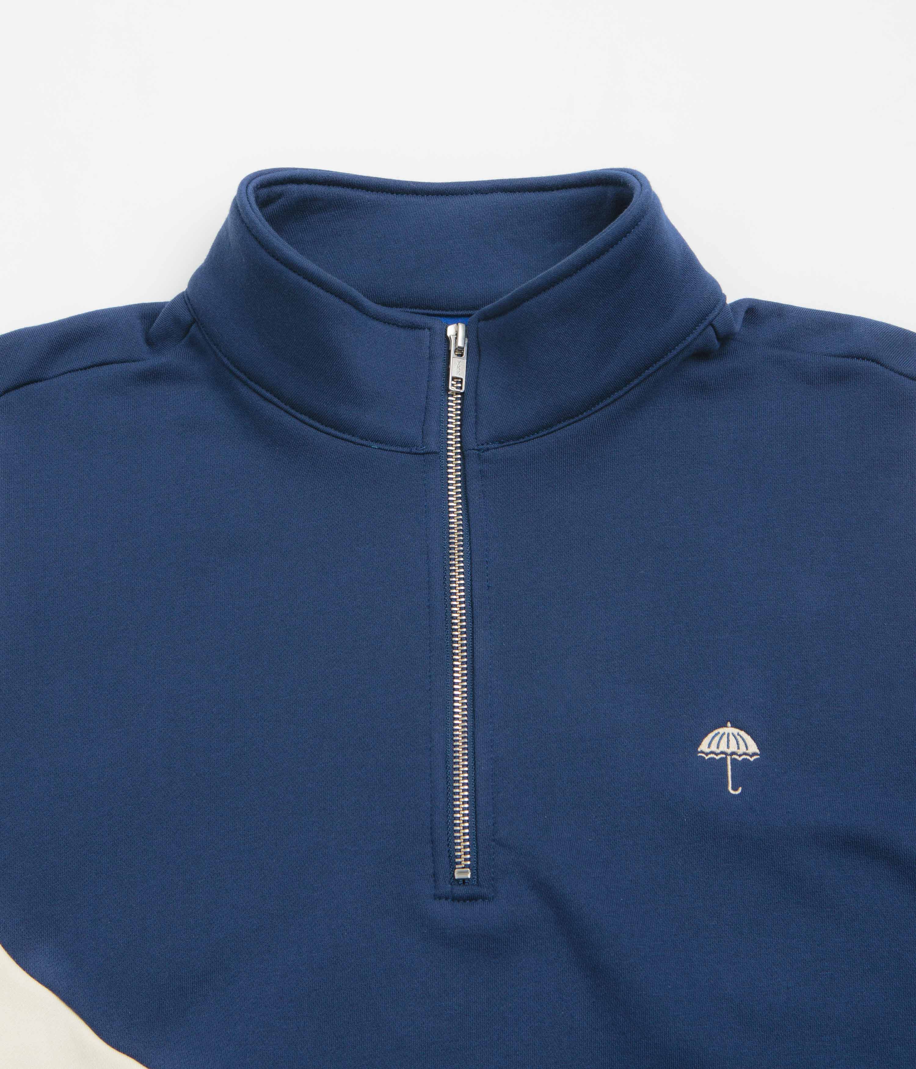 Helas Forma Quarter Zip Sweatshirt - Navy / Beige - Image 3