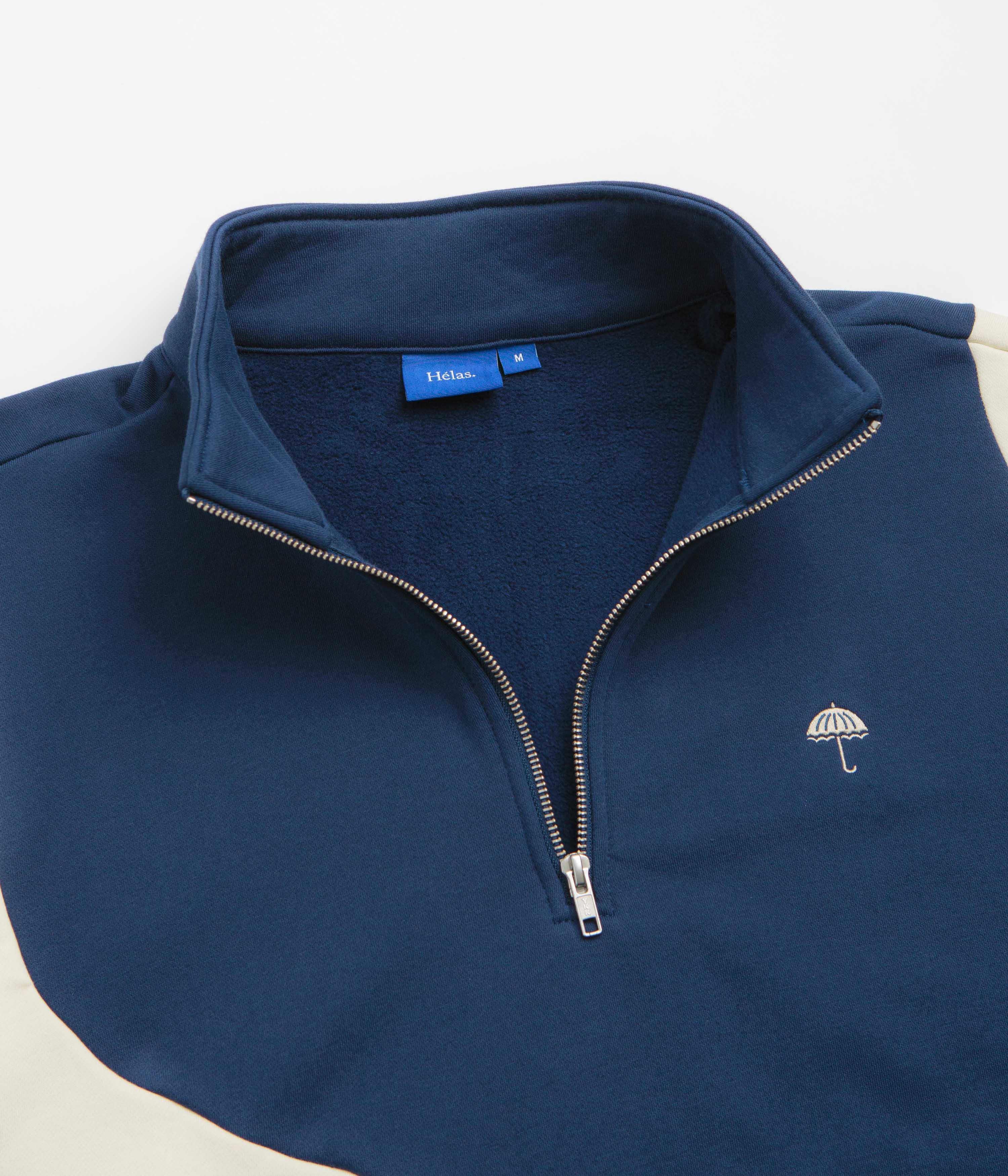 Helas Forma Quarter Zip Sweatshirt - Navy / Beige - Image 4