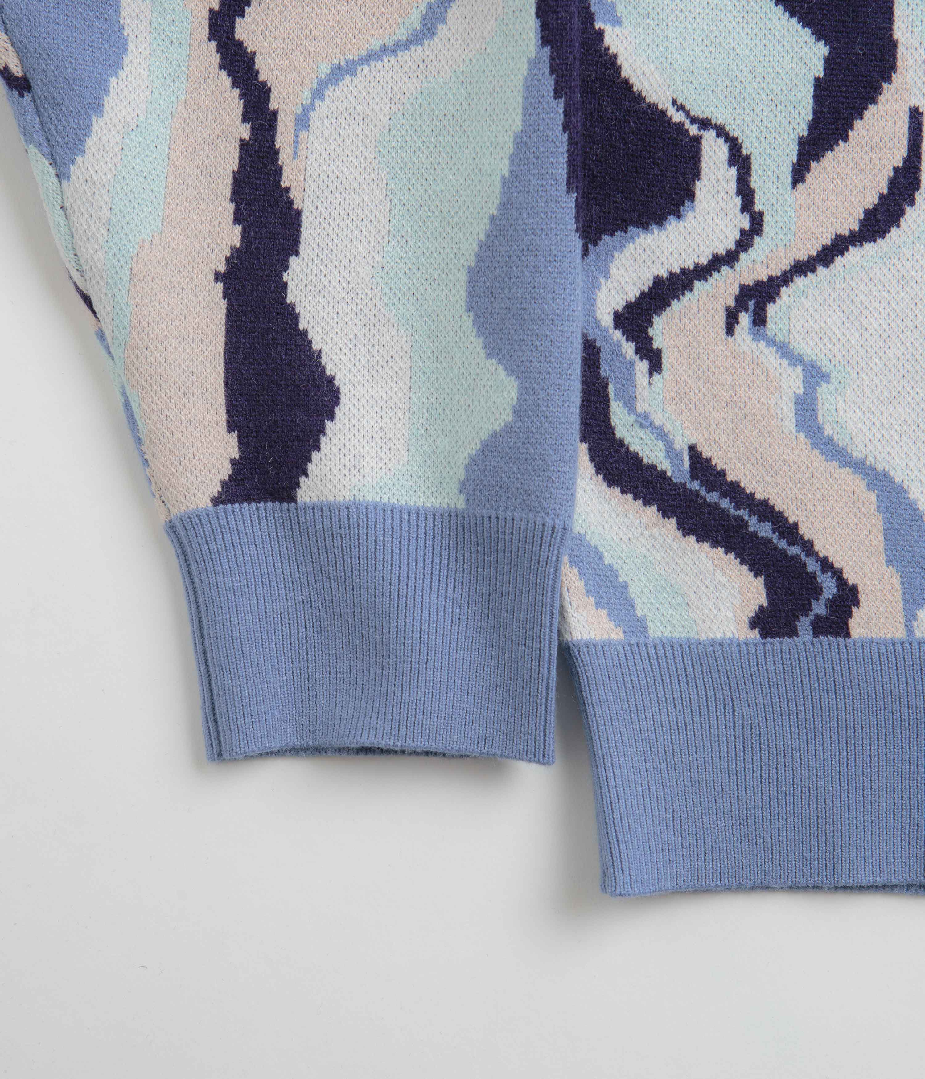 Helas Mirage Knit Crewneck Sweatshirt - Blue - Image 2