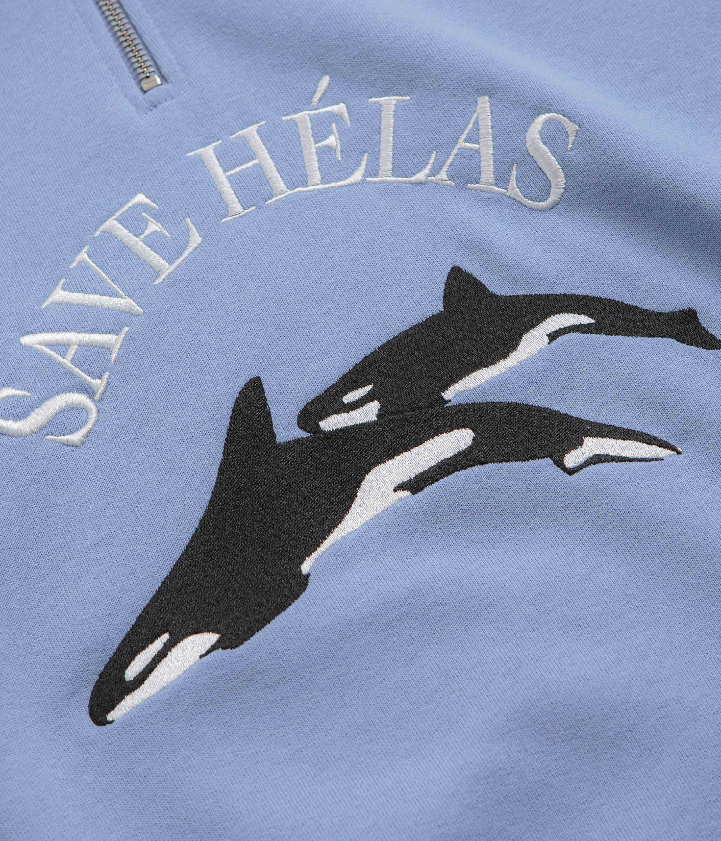 Helas Save Helas Quarter Zip Sweatshirt - Grey Blue - Image 3
