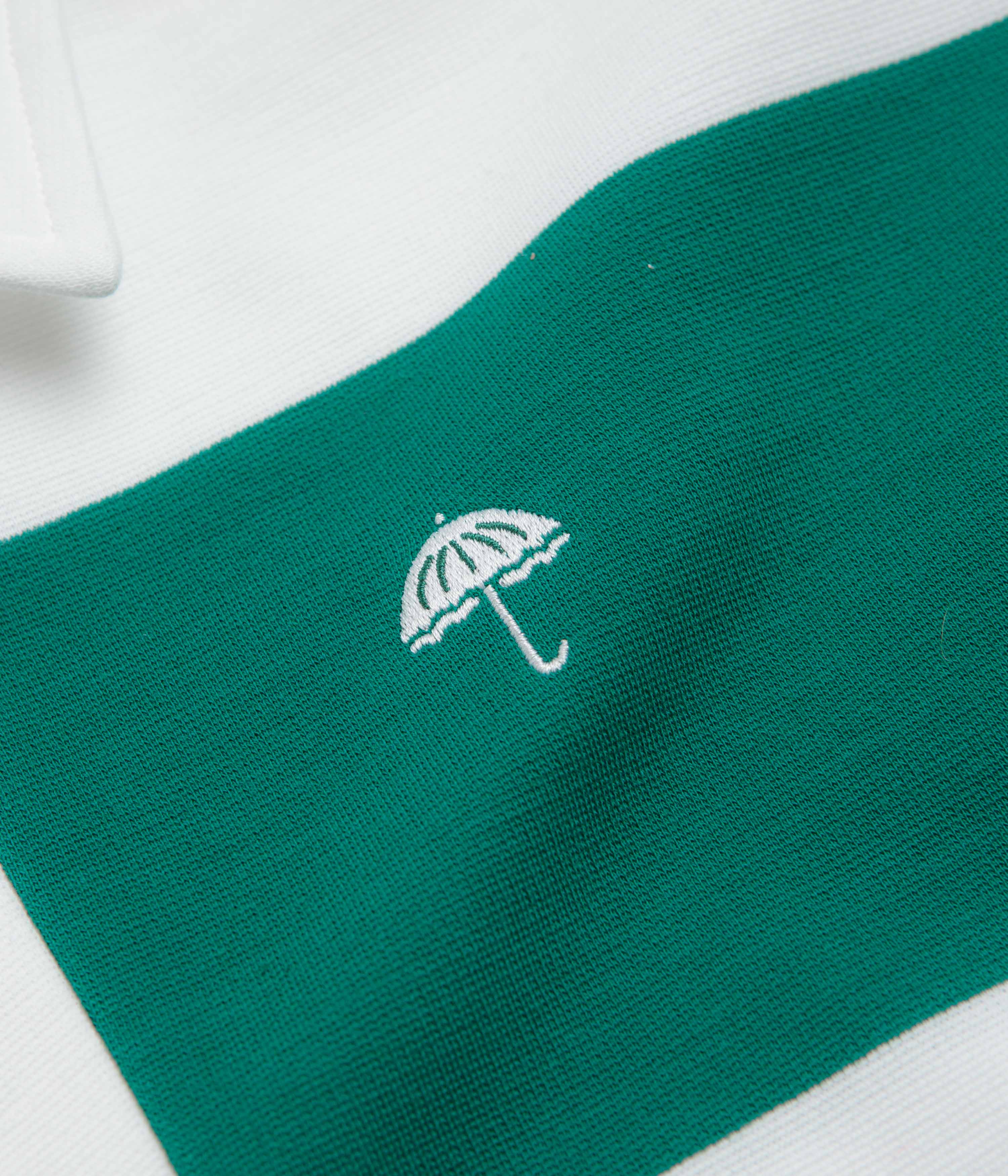 Helas Yard Long Sleeve Polo Shirt - White / Green - Image 3