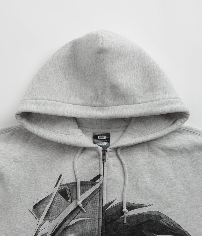 HUF Endless Waltz Split Zip Hoodie - Heather Grey - Image 6