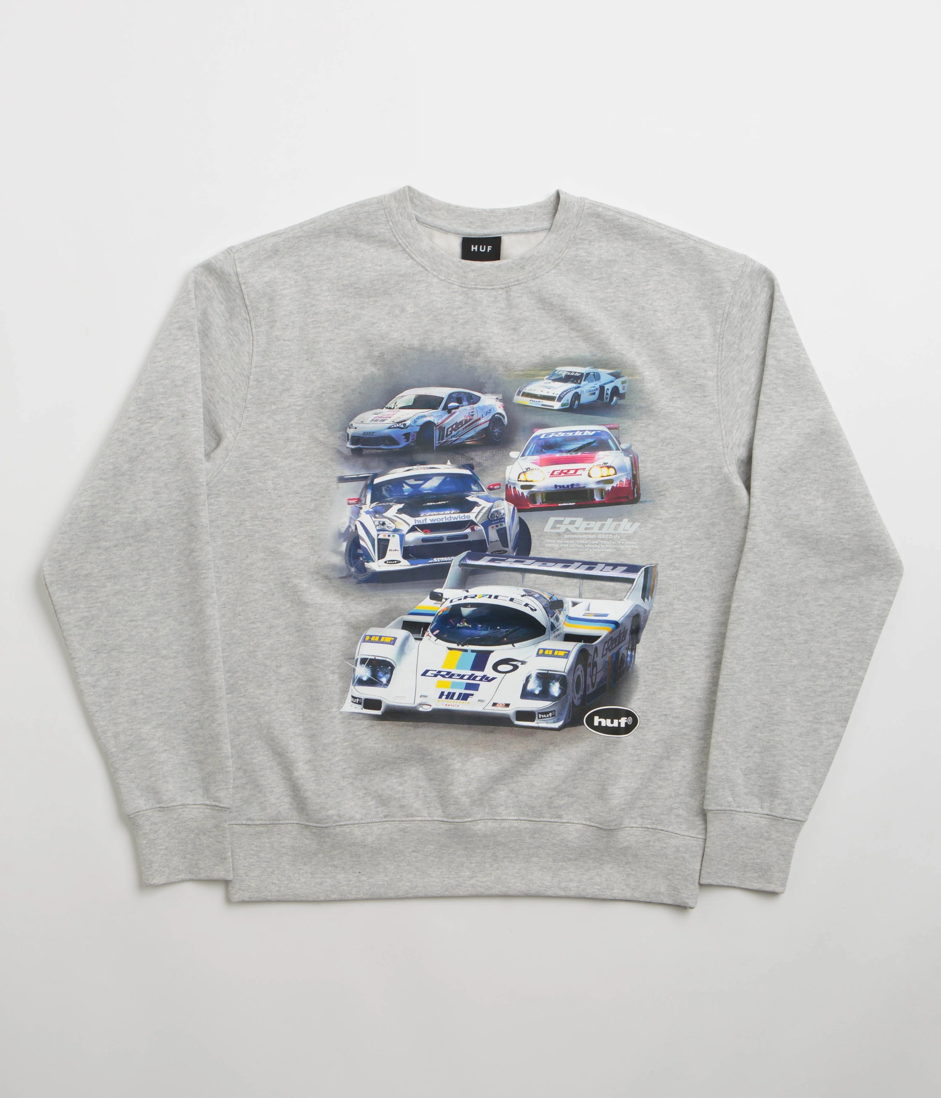 HUF Greddy Showcase Crewneck Sweatshirt - Heather Grey