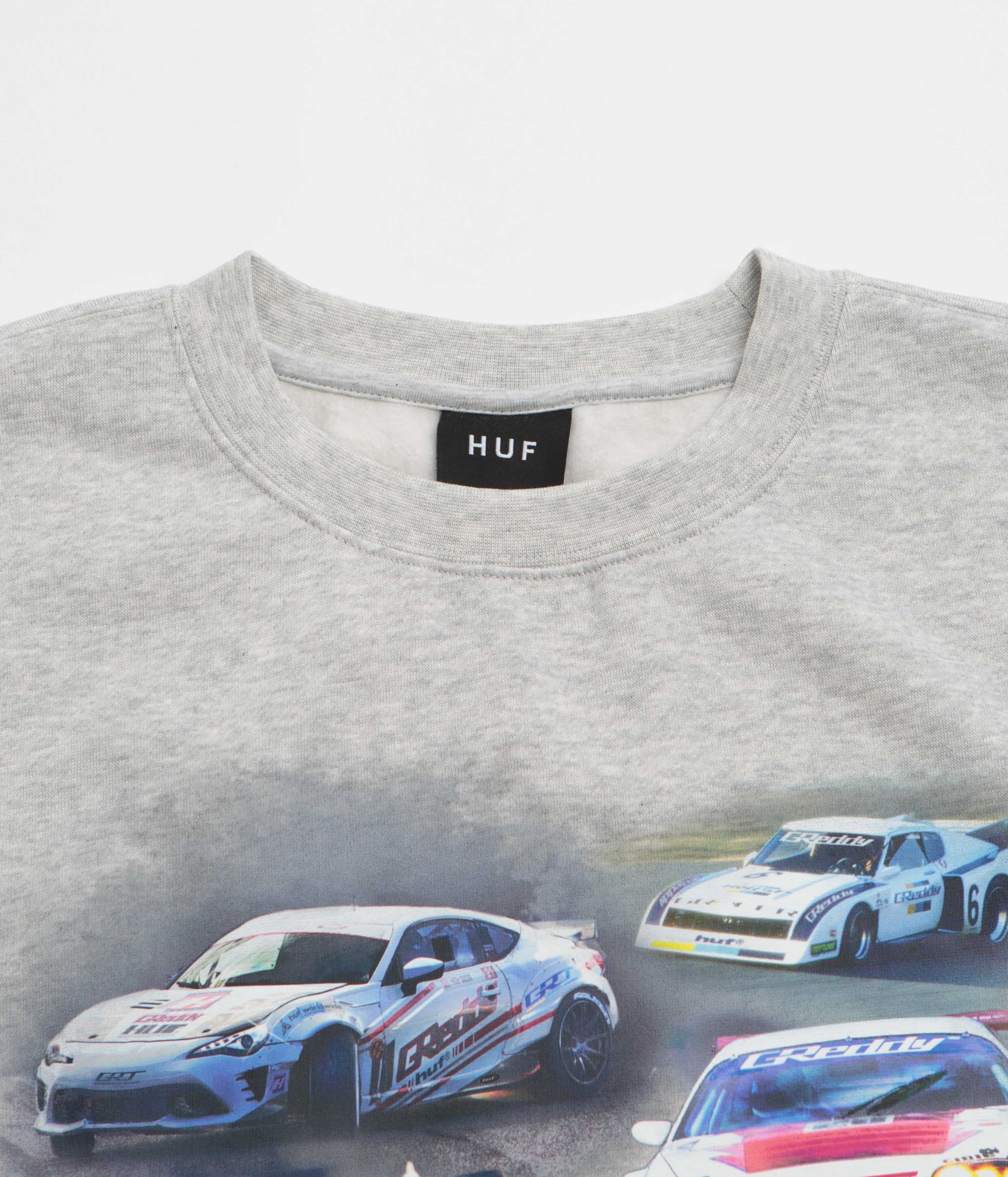 HUF Greddy Showcase Crewneck Sweatshirt - Heather Grey - Image 2
