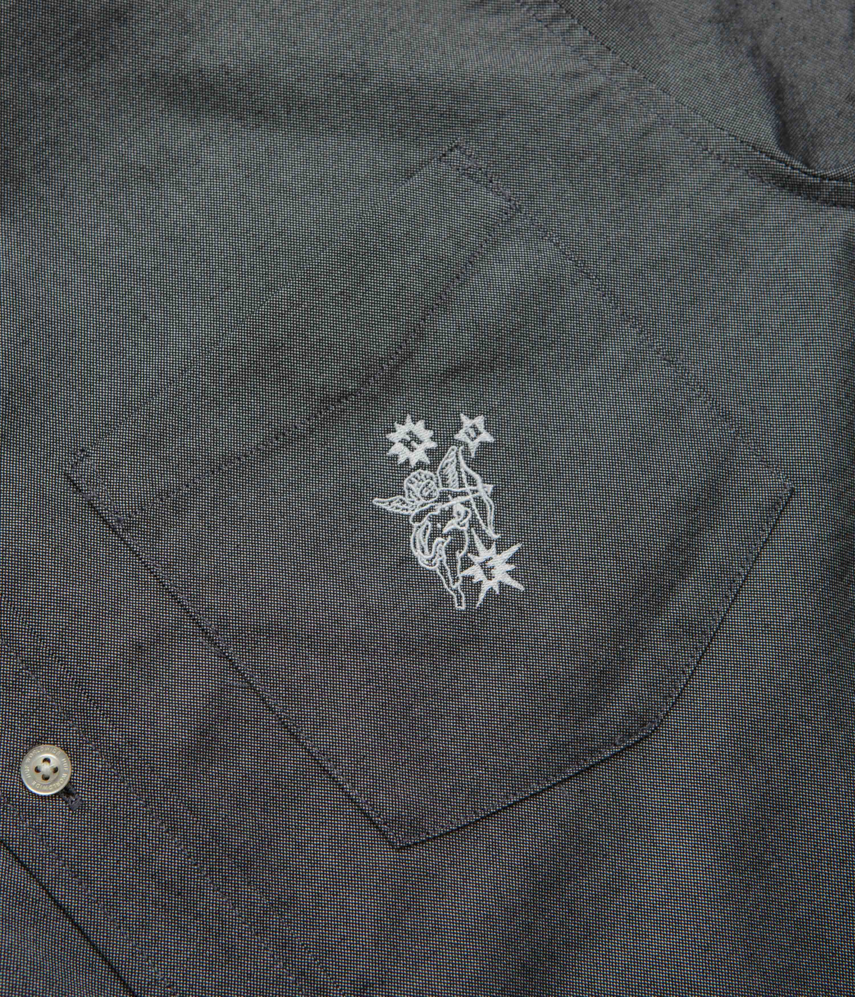 HUF Icarus Short Sleeve Oxford Shirt - Washed Black - Image 2
