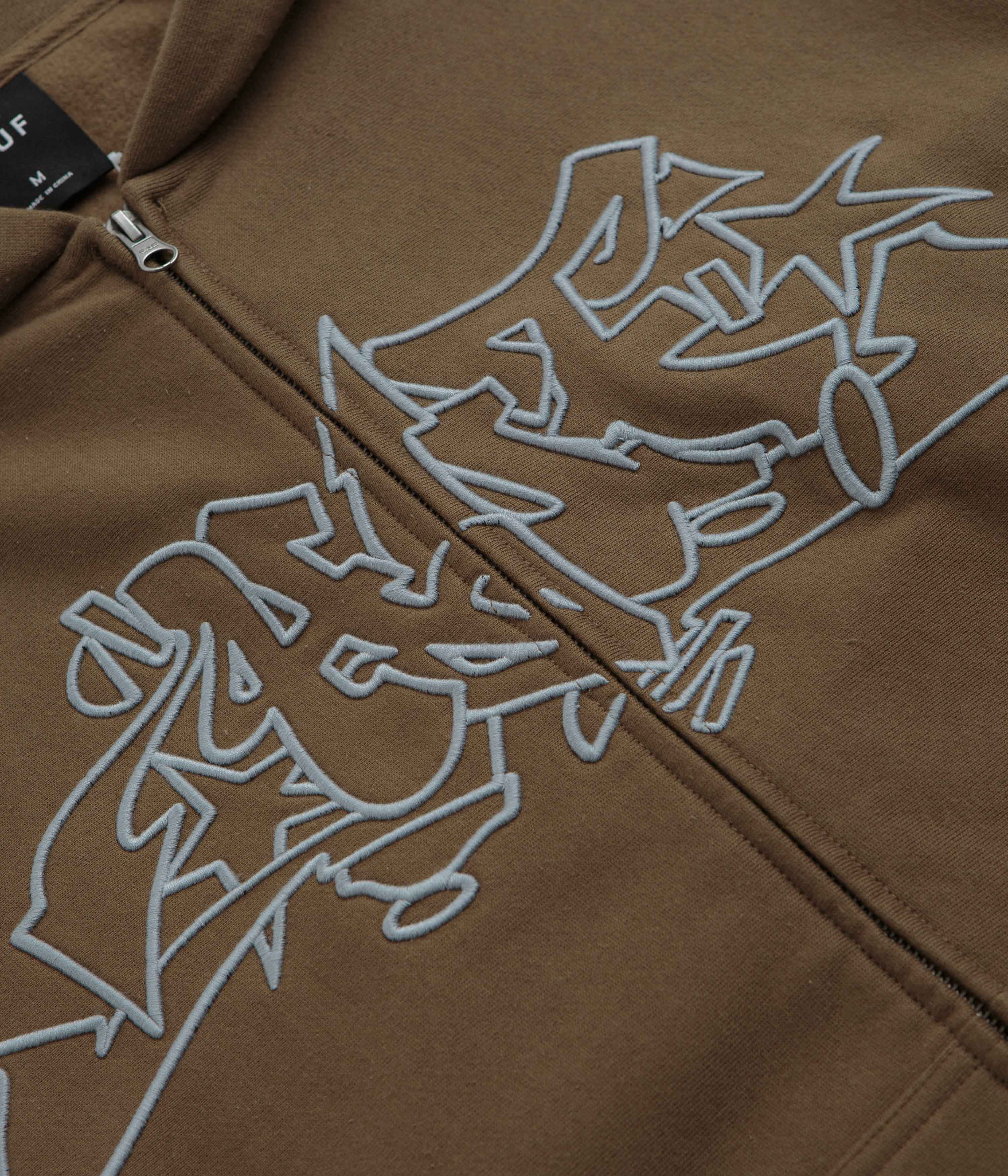 HUF Outlines Heavyweight Full Zip Fleece - Brown - Image 3