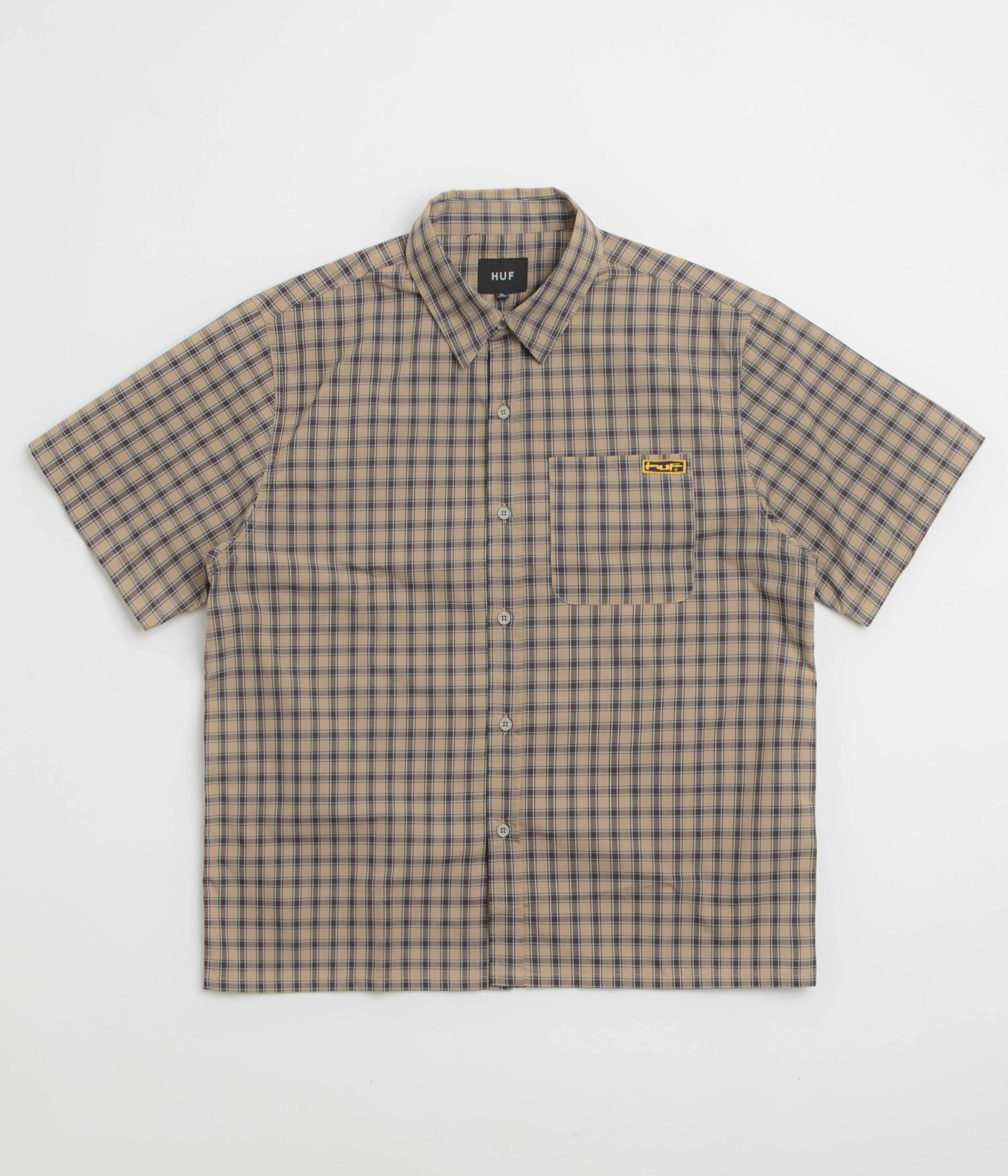 HUF Stretch Micro Plaid Short Sleeve Shirt - Clay