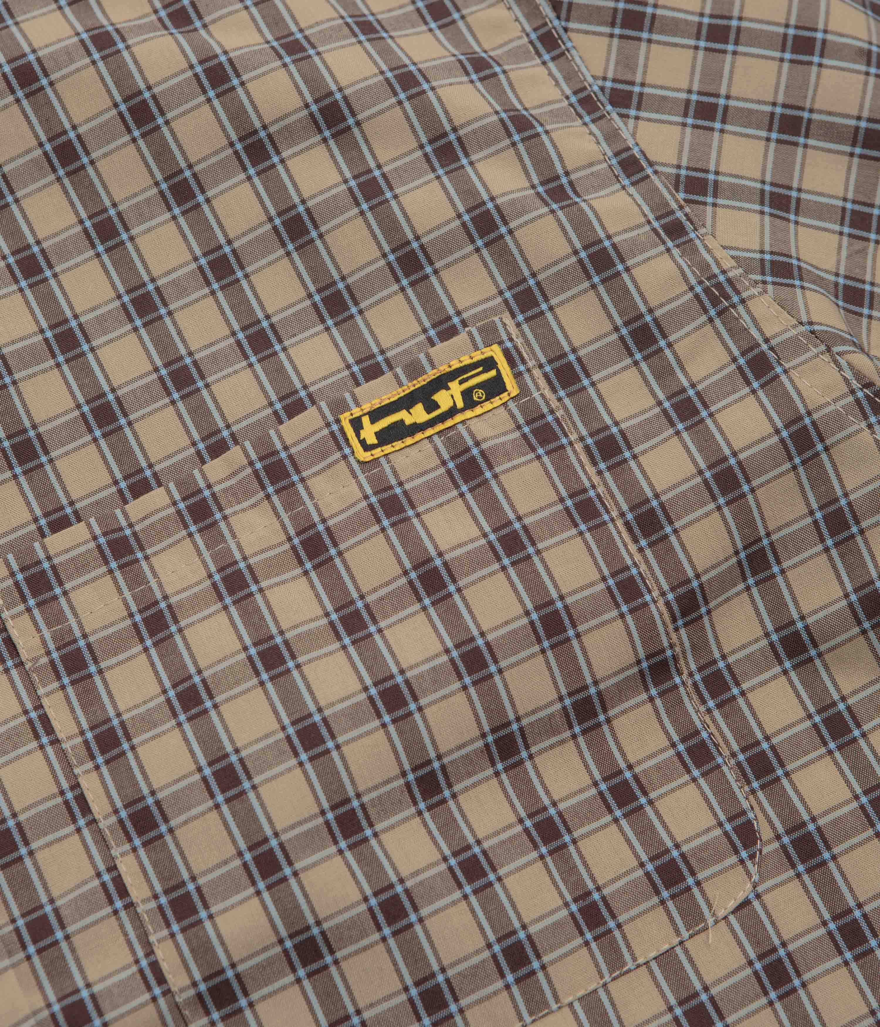 HUF Stretch Micro Plaid Short Sleeve Shirt - Clay - Image 2