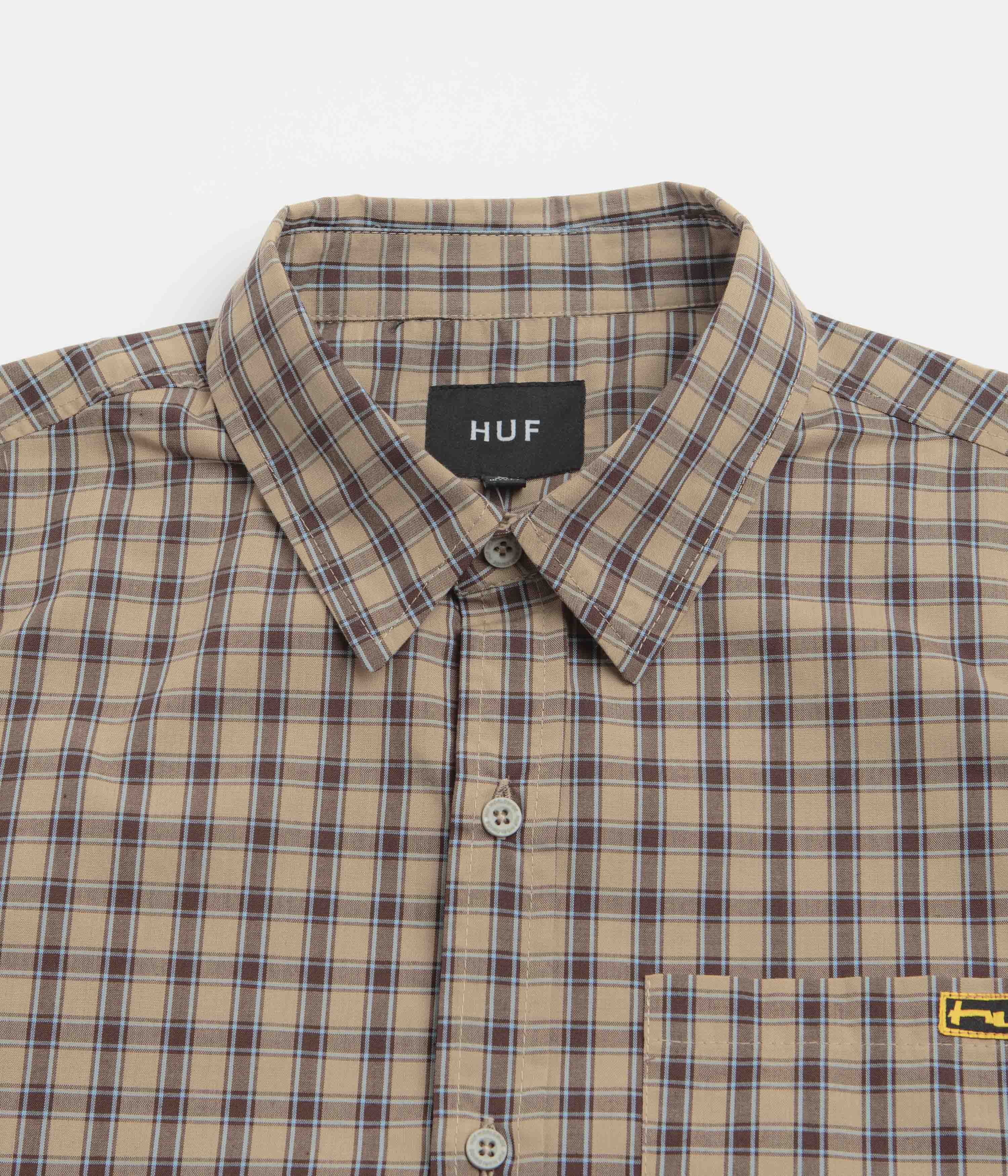 HUF Stretch Micro Plaid Short Sleeve Shirt - Clay - Image 3
