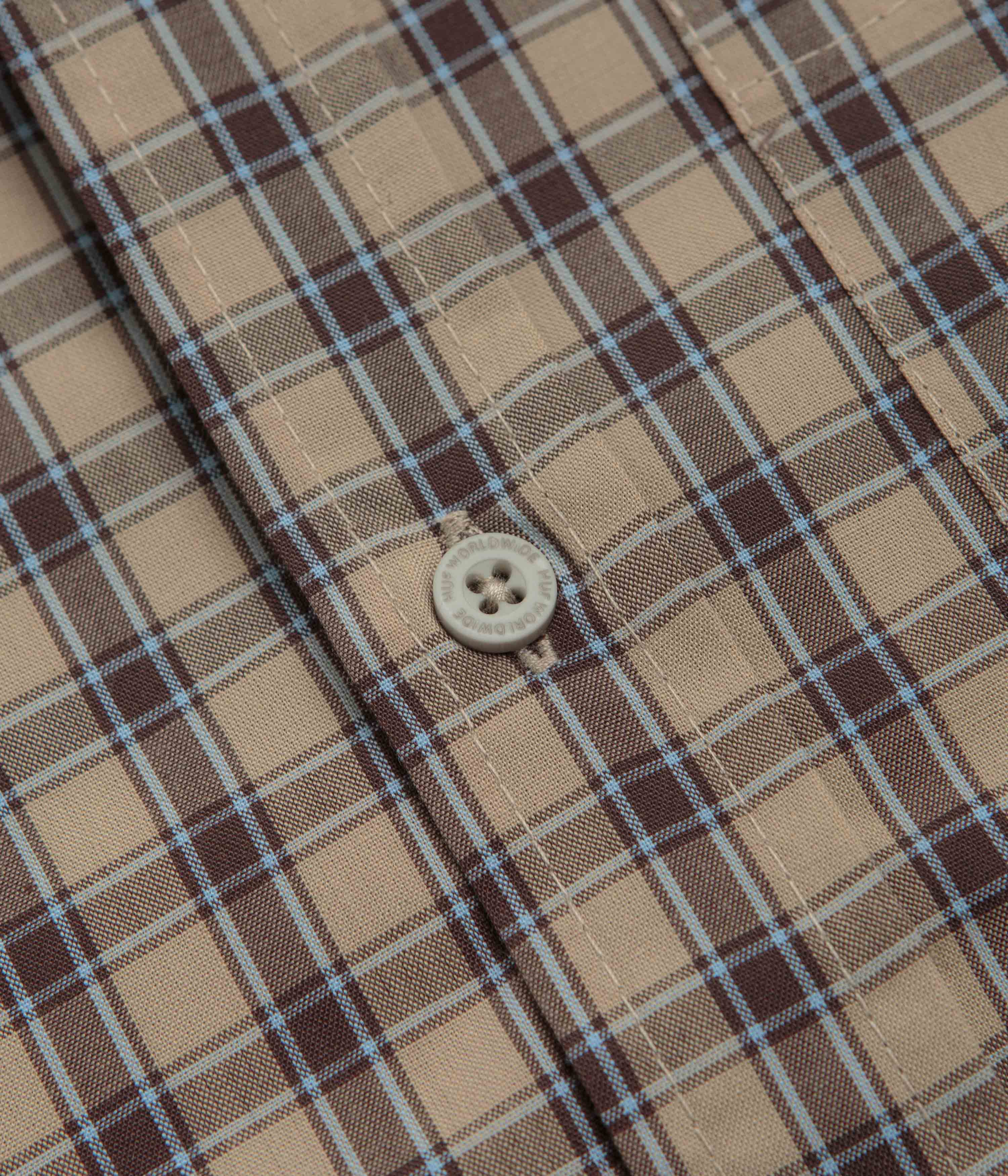 HUF Stretch Micro Plaid Short Sleeve Shirt - Clay - Image 4