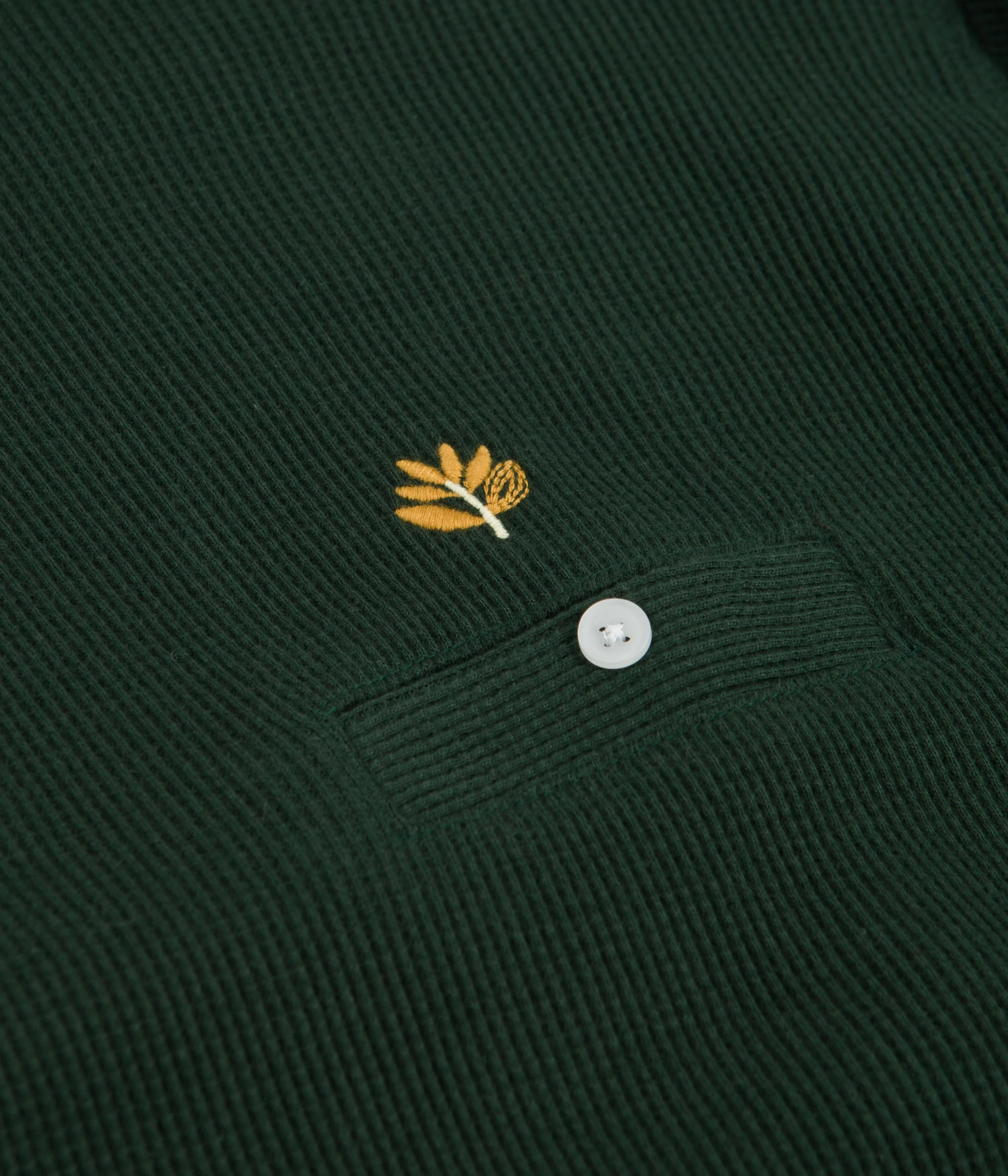 Magenta Waffle Zip Polo Neck Sweatshirt - Green - Image 3