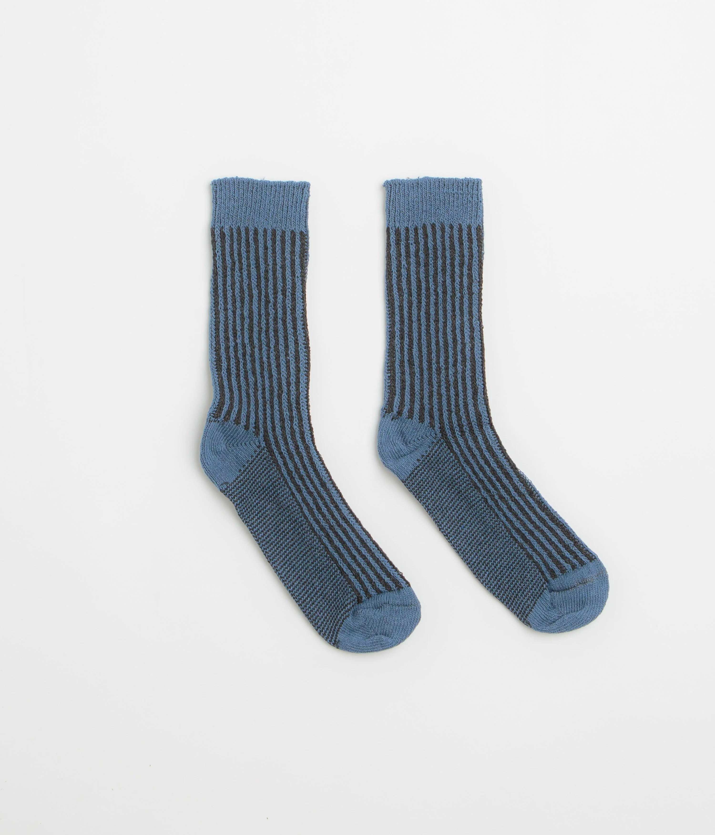 Mollusk Two Tone Rib Socks - Black / Blue