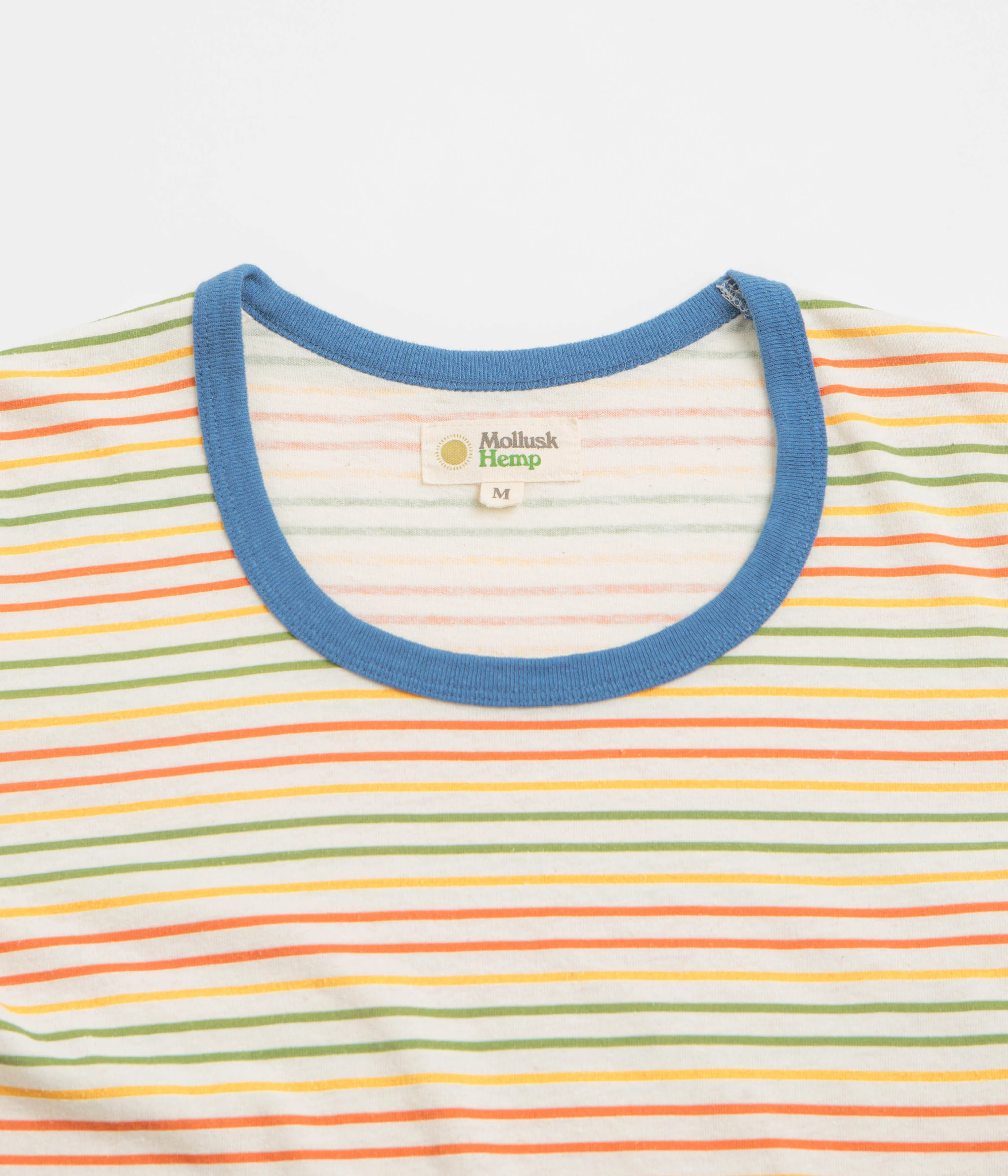 Mollusk Womens Ringer T-Shirt - Red / Gold / Green Stripe - Image 2