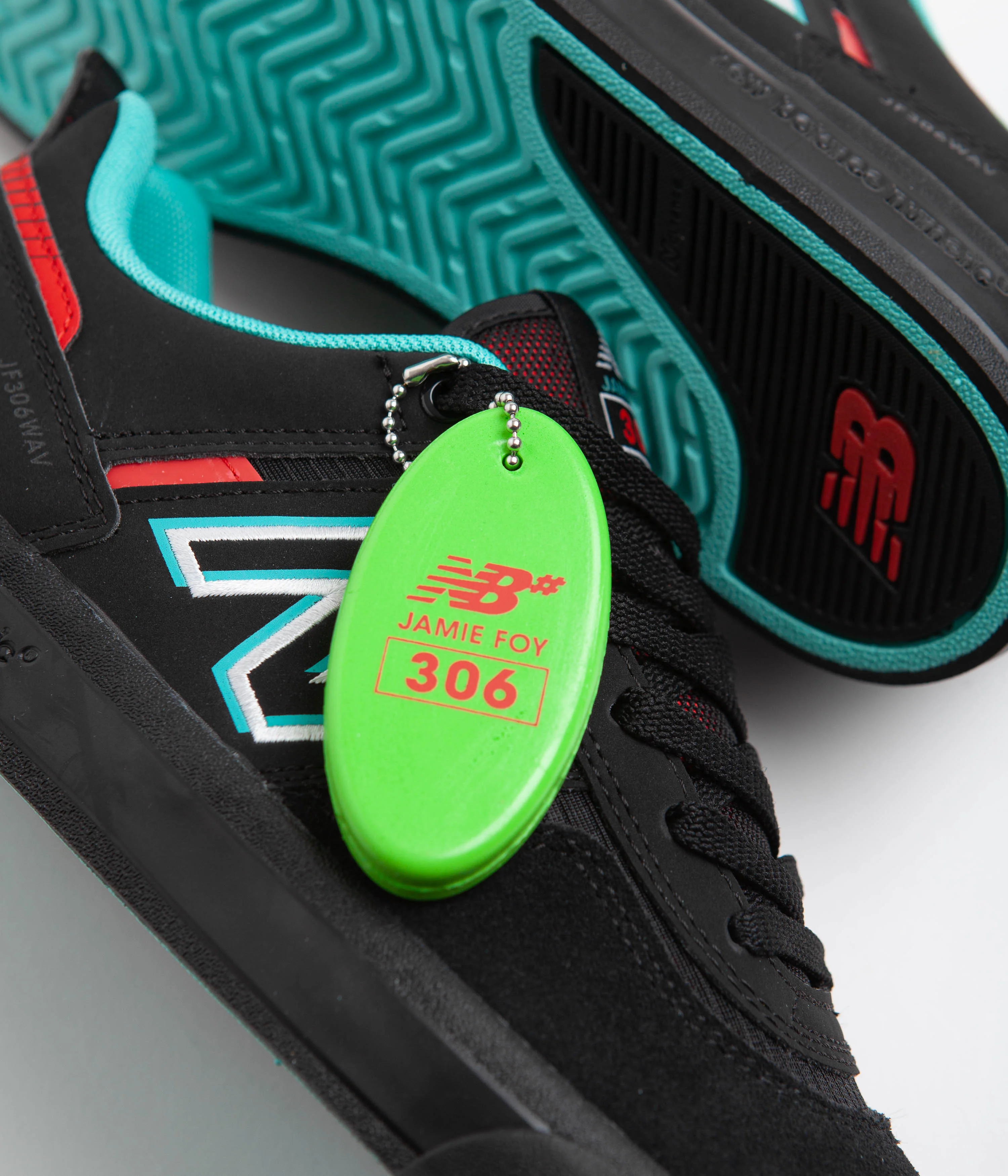 New Balance Numeric 306 Jamie Foy Shoes - Black / Red / Black - Image 8