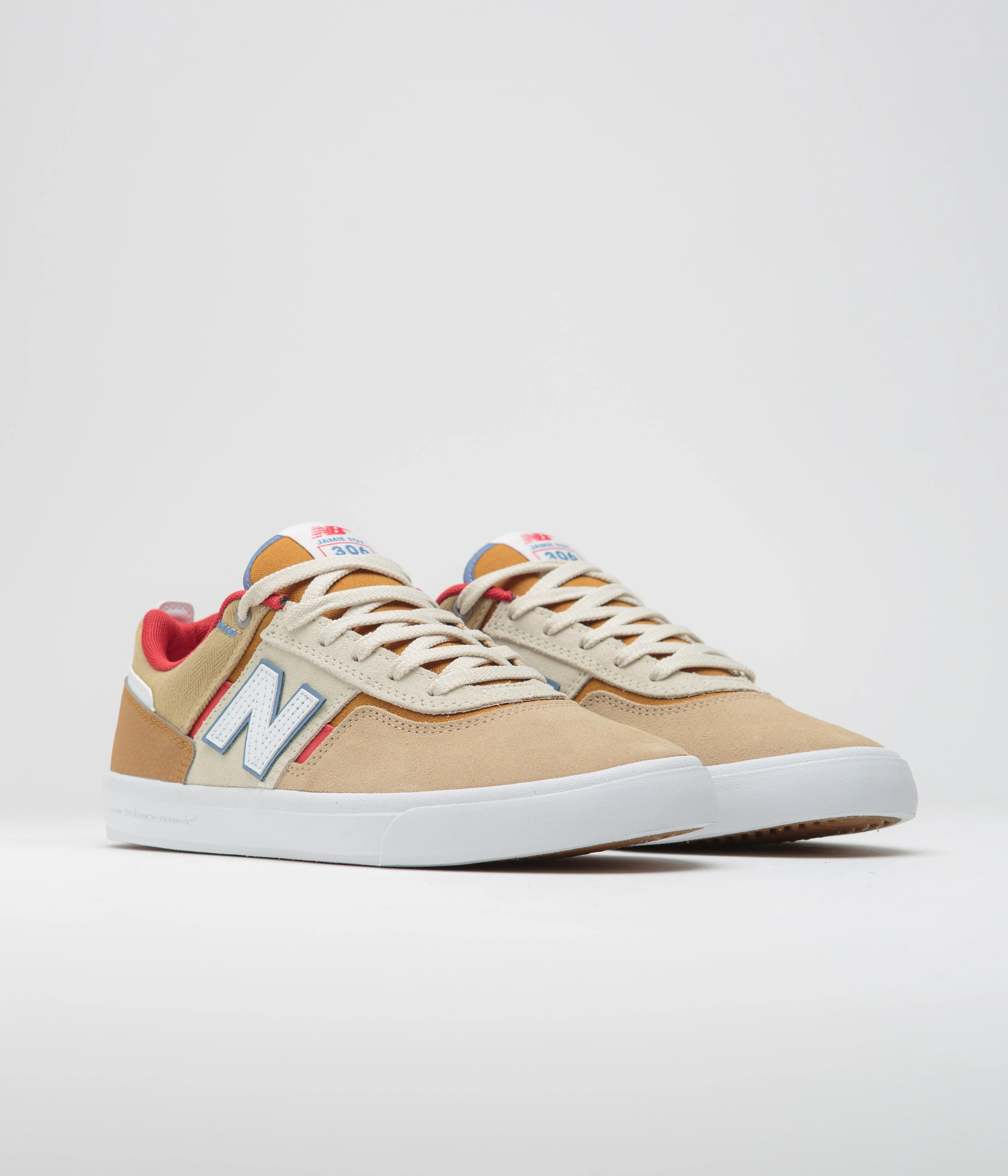 New Balance Numeric 306 Jamie Foy Shoes - Tan / Red - Image 2