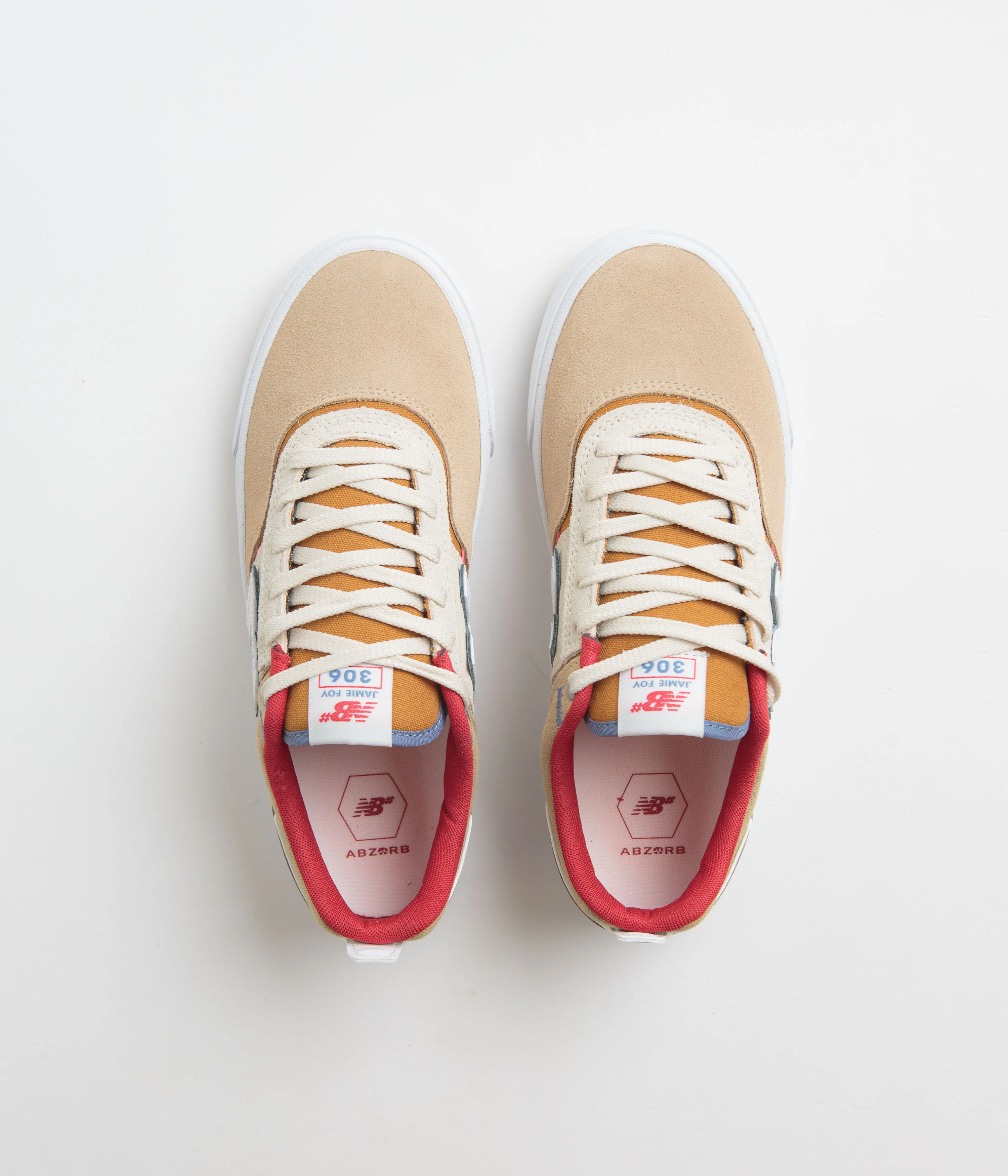 New Balance Numeric 306 Jamie Foy Shoes - Tan / Red - Image 7