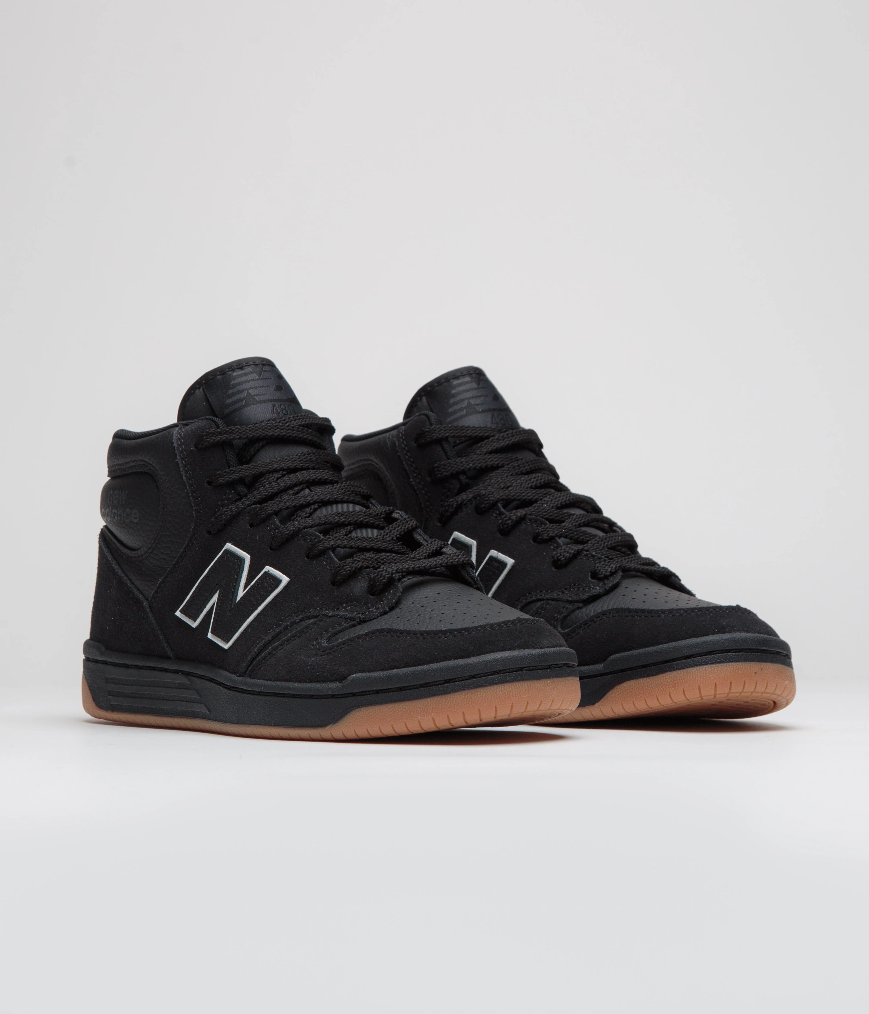 New Balance Numeric 480 Hi Shoes - Black / Gum - Image 2