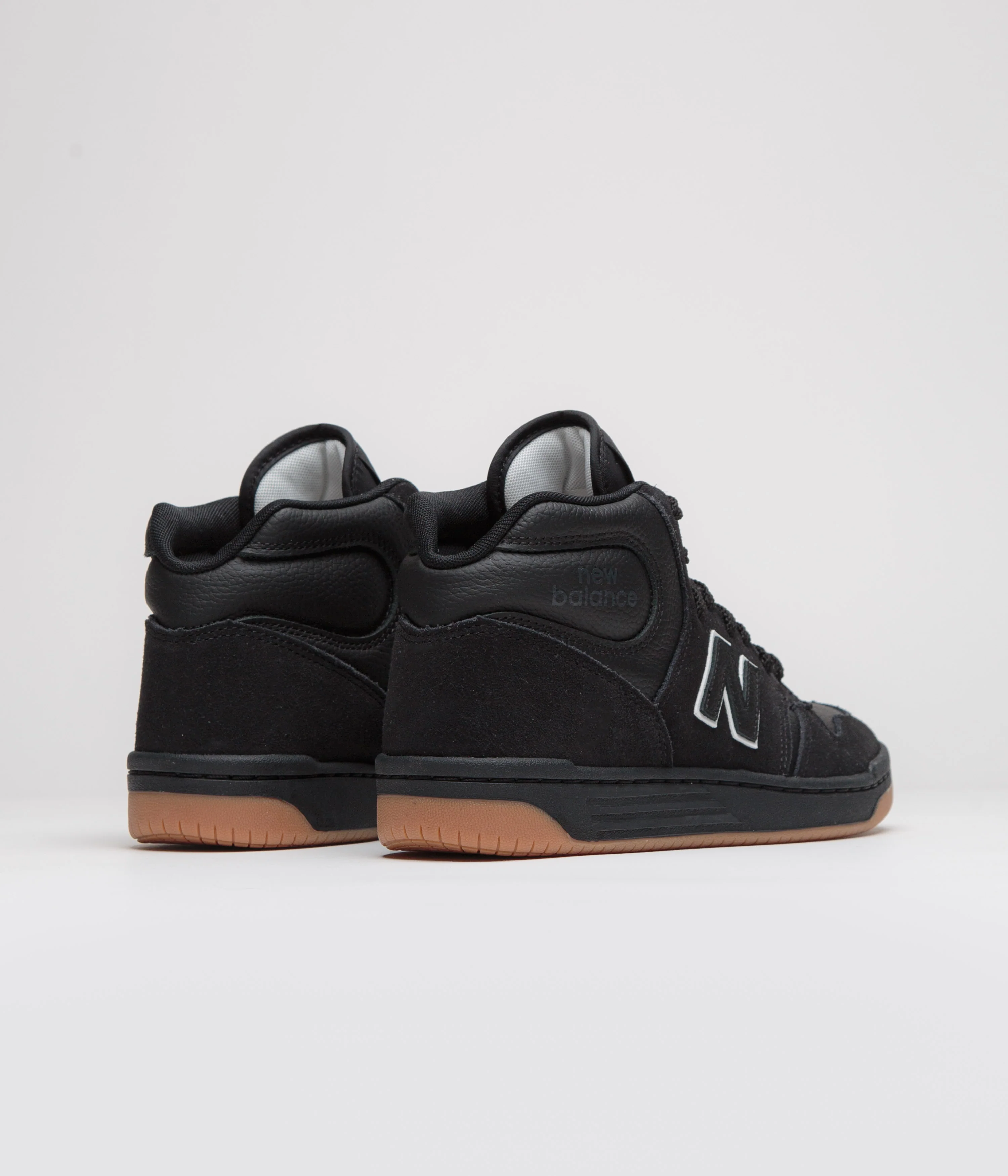 New Balance Numeric 480 Hi Shoes - Black / Gum - Image 4
