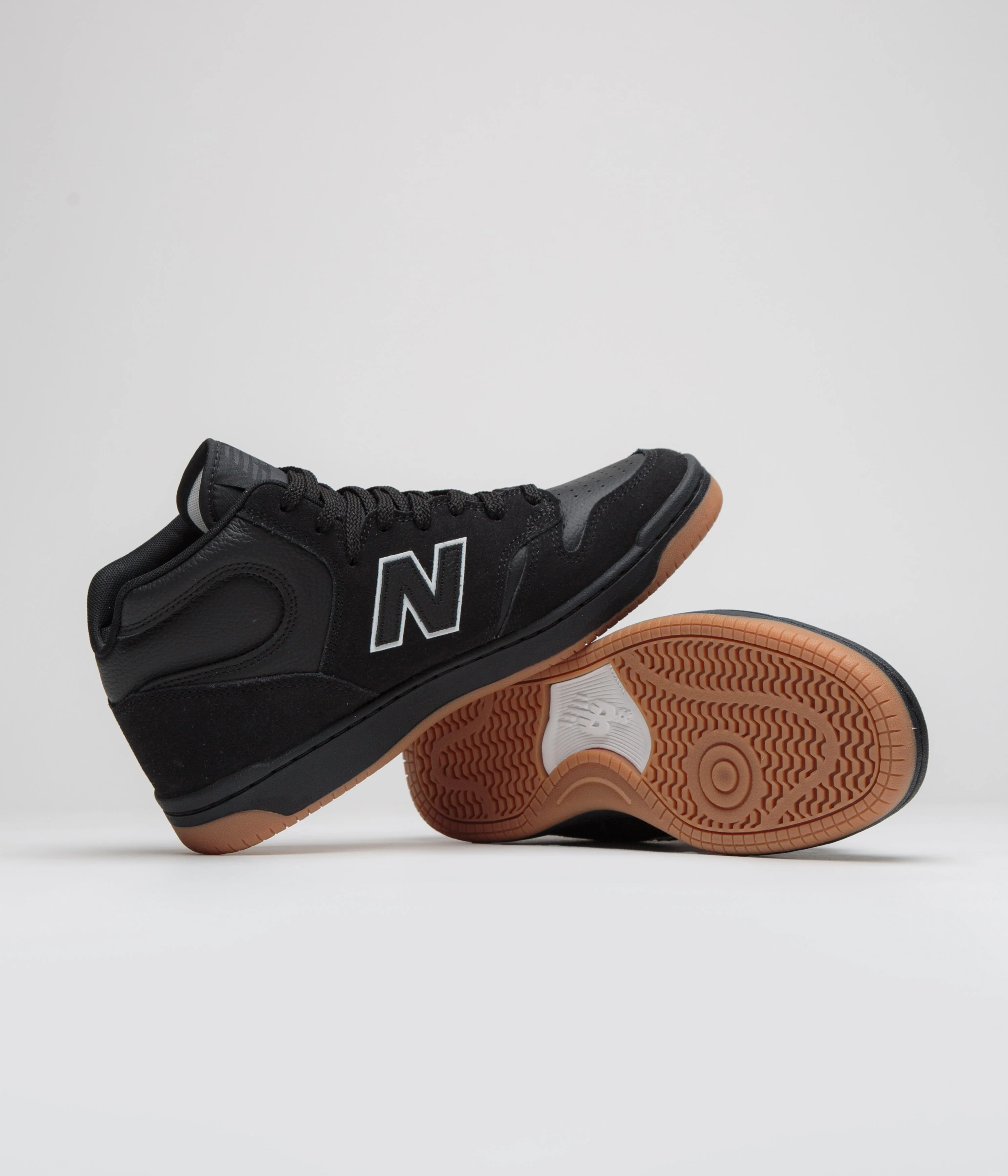 New Balance Numeric 480 Hi Shoes - Black / Gum - Image 5
