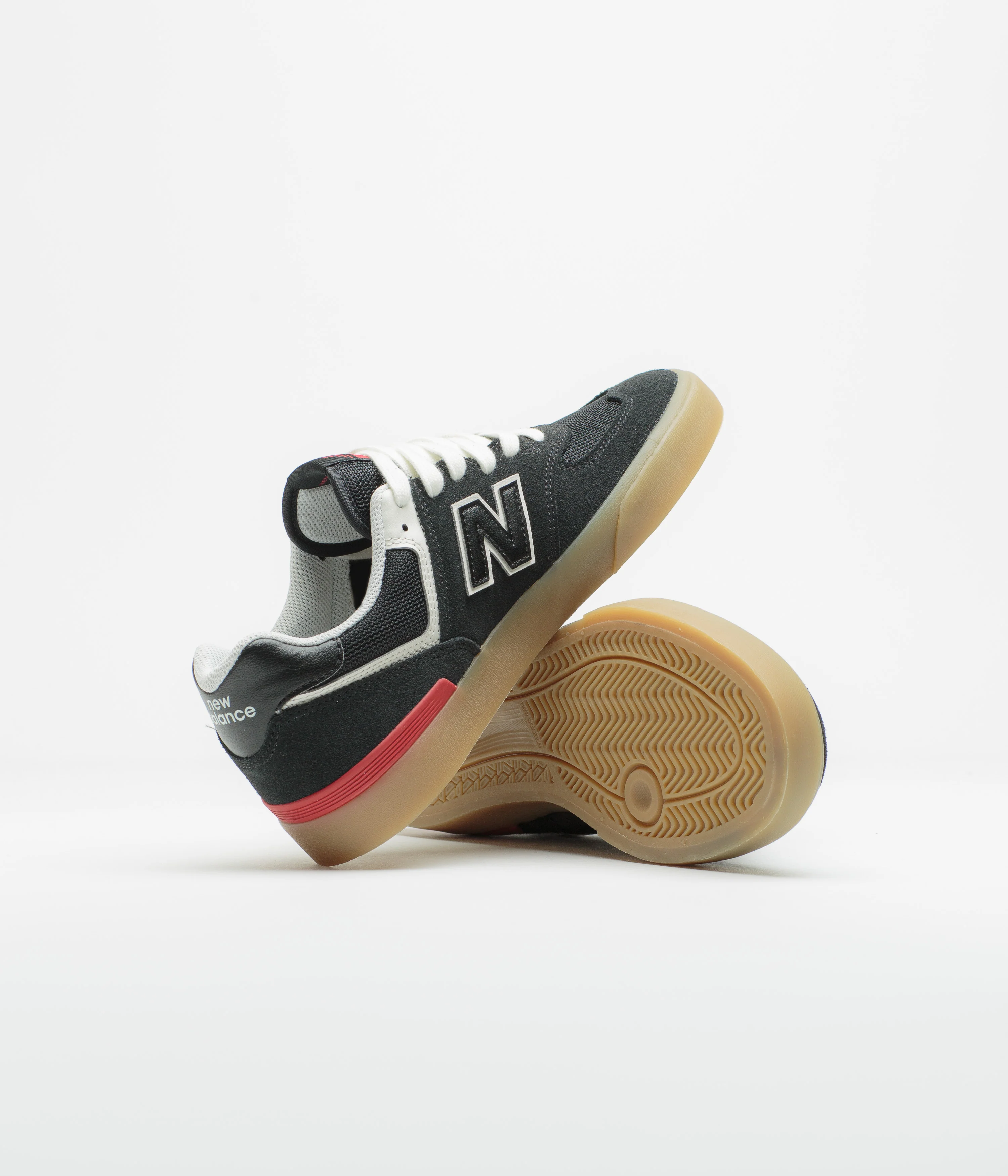New Balance Numeric 574 Shoes - Black / White / Gum - Image 5