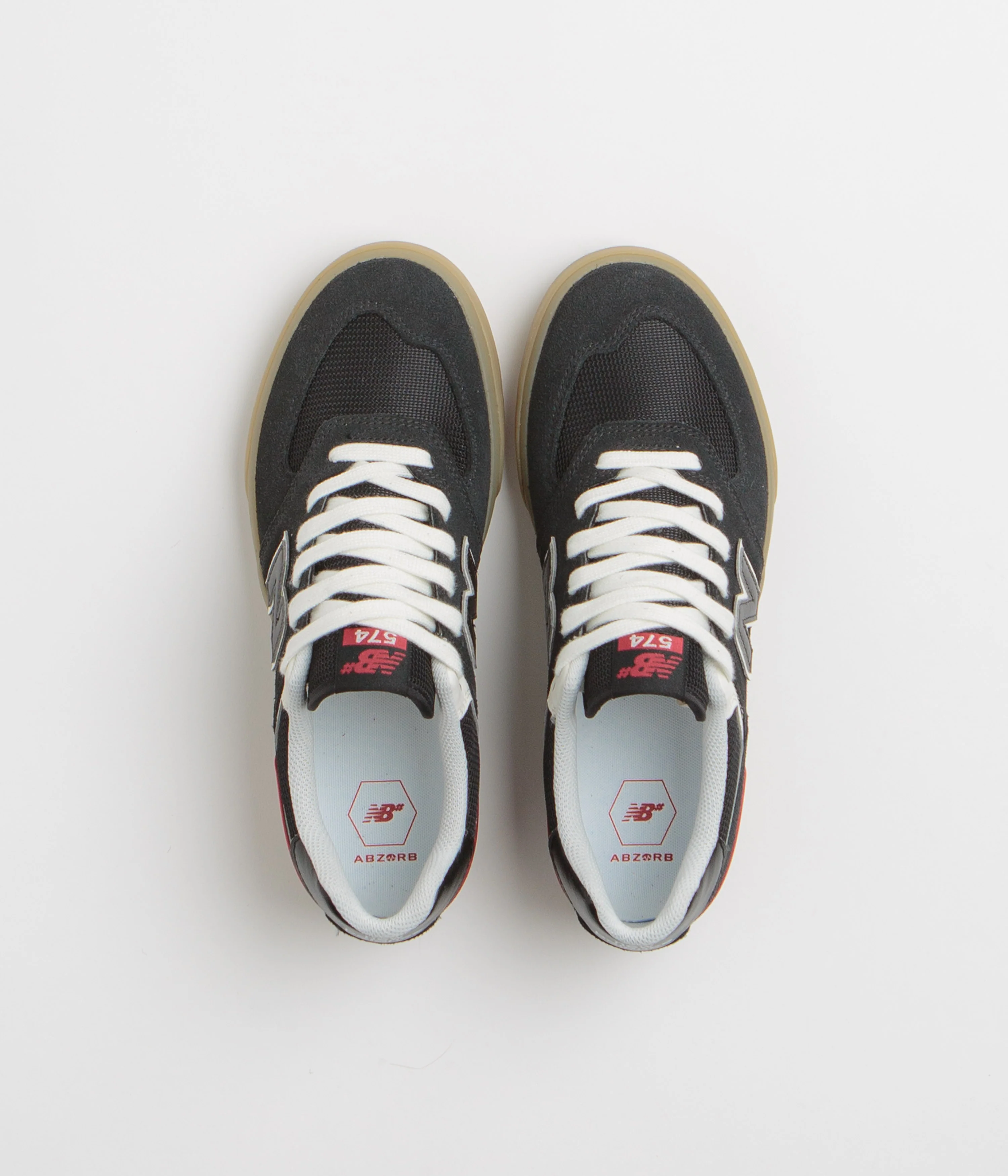 New Balance Numeric 574 Shoes - Black / White / Gum - Image 7