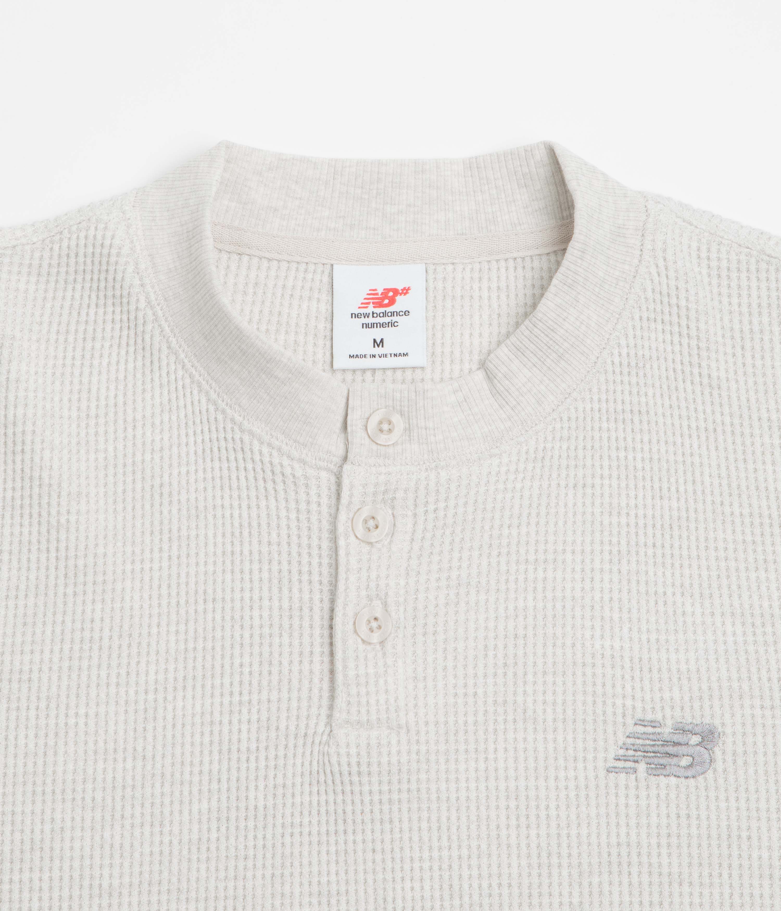 New Balance Numeric Henley Long Sleeve T-Shirt - Oatmeal Heather - Image 2