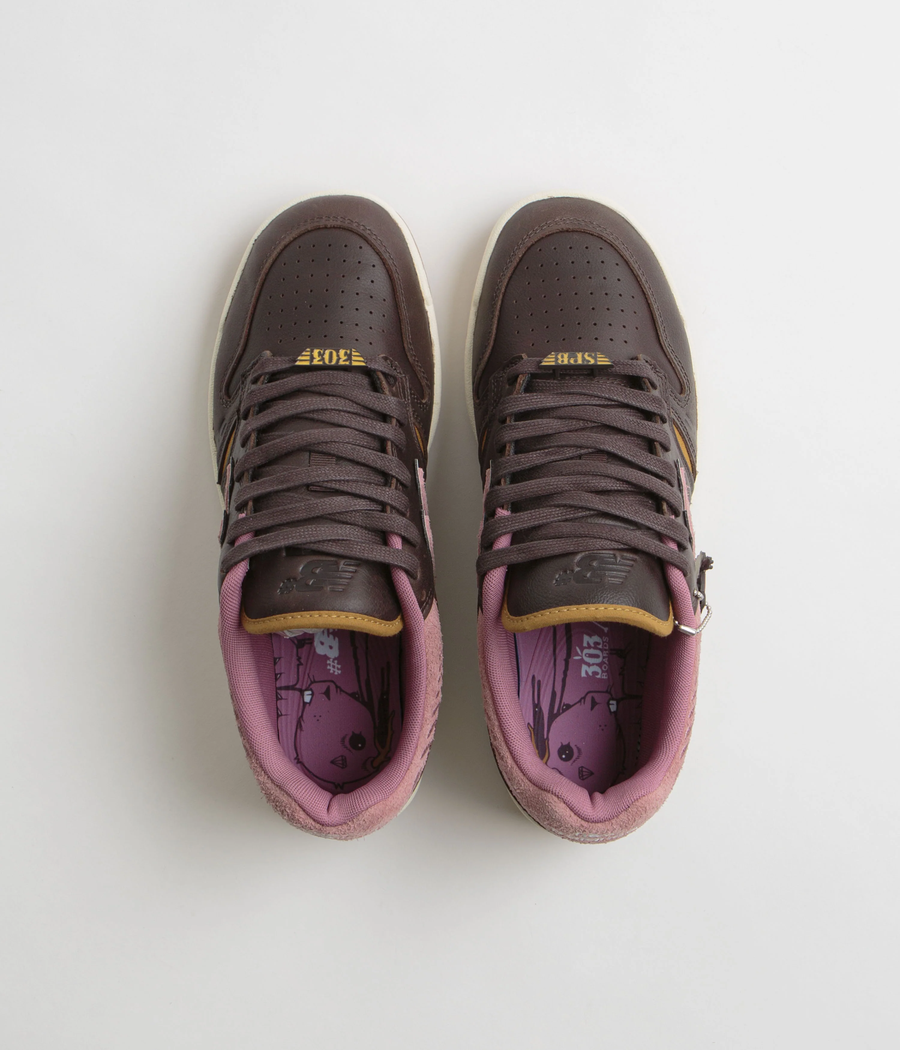 New Balance Numeric x 303 Boards 480 Shoes - Brown / Pink - Image 7