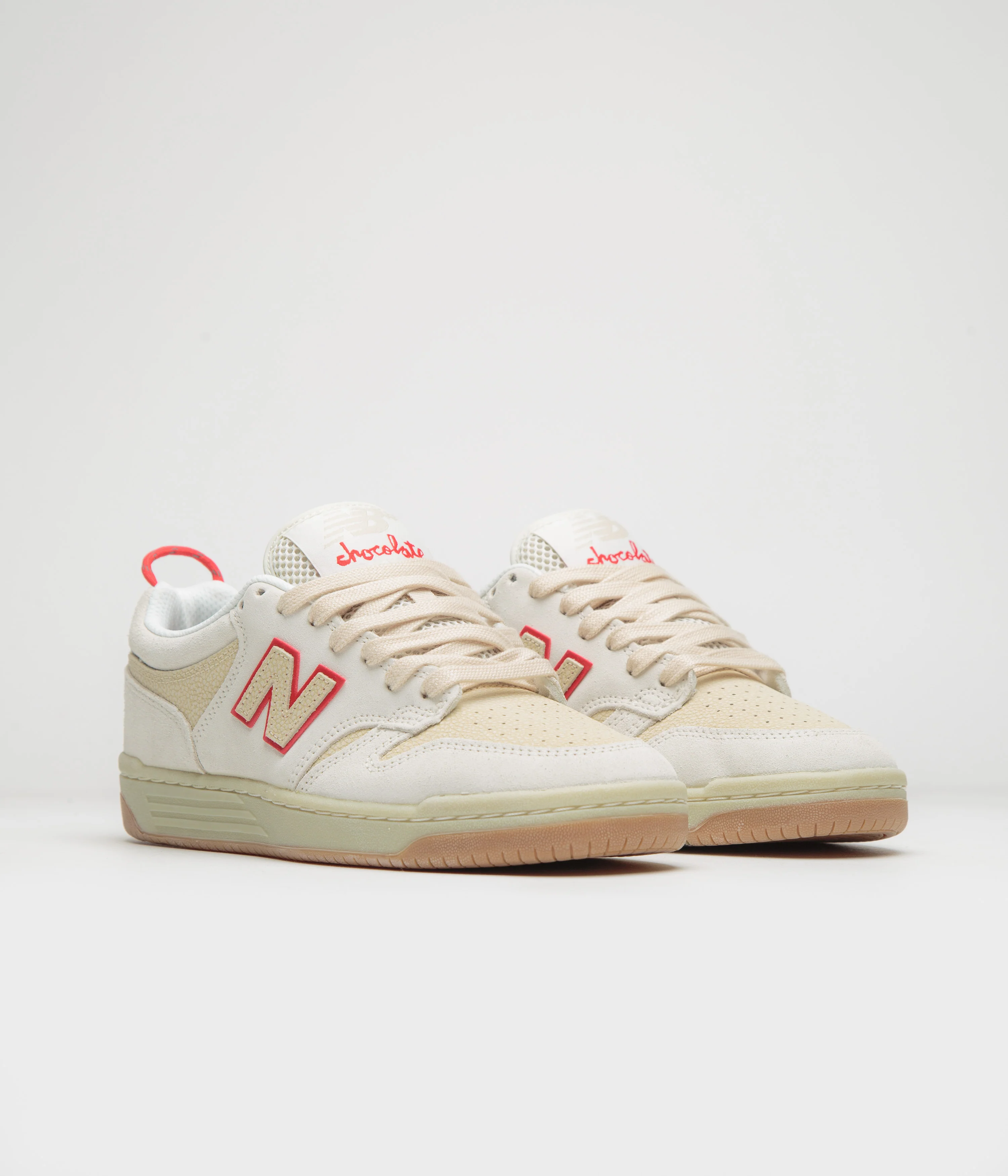 New Balance Numeric x Chocolate Skateboards 480 Shoes - Sea Salt / Red - Image 3