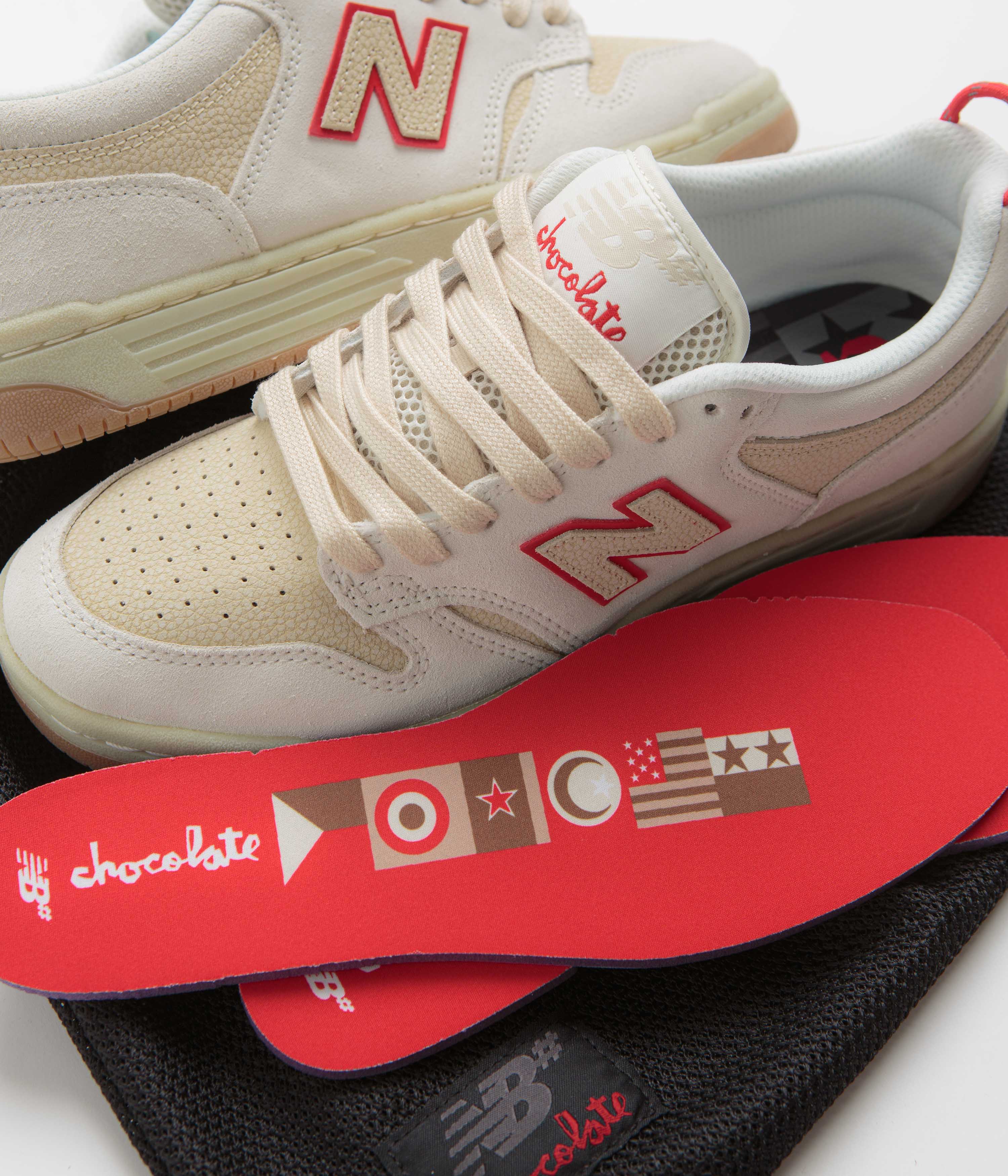 New Balance Numeric x Chocolate Skateboards 480 Shoes - Sea Salt / Red - Image 8