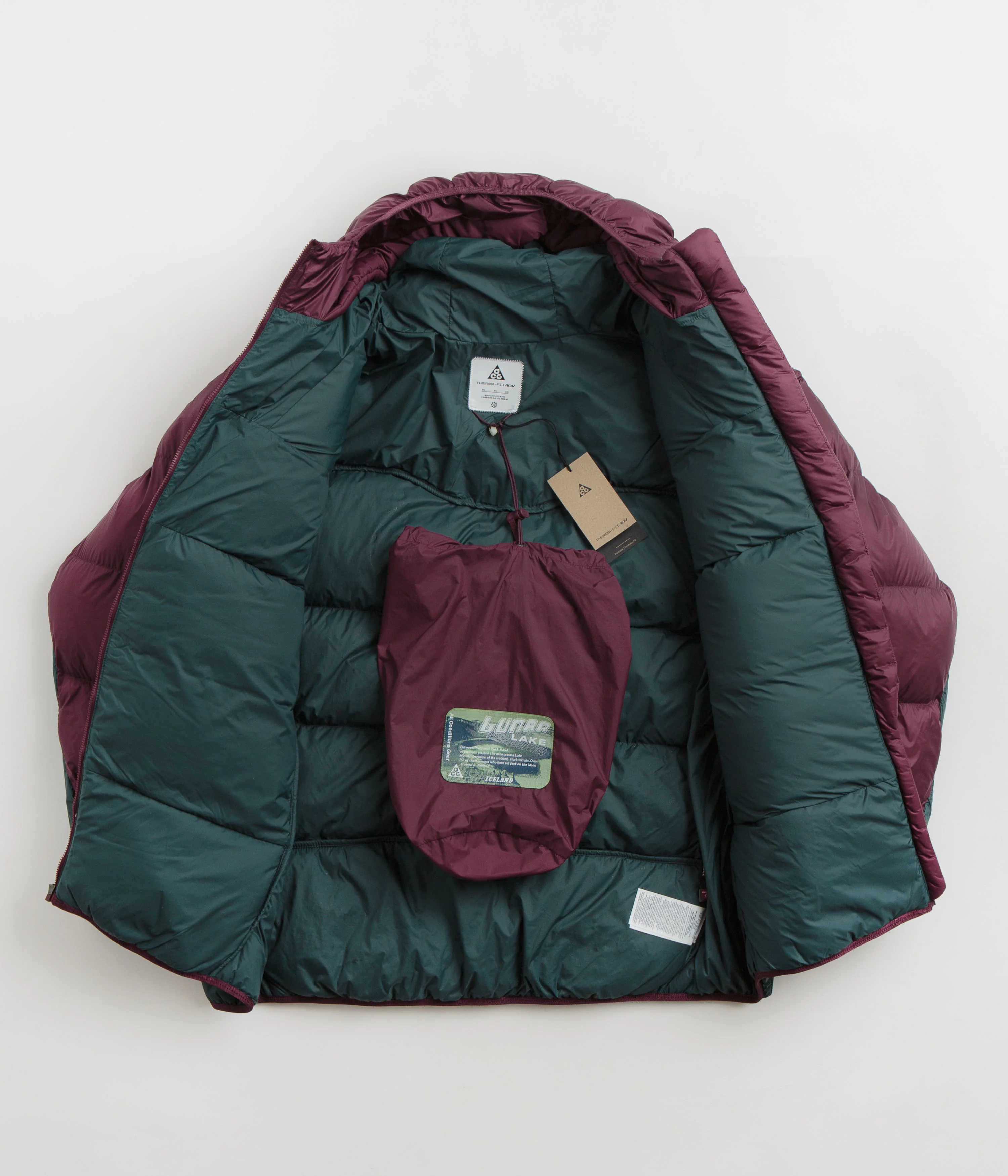 Nike ACG Lunar Lake Puffer Jacket - Night Maroon / Deep Jungle / Summit White - Image 2