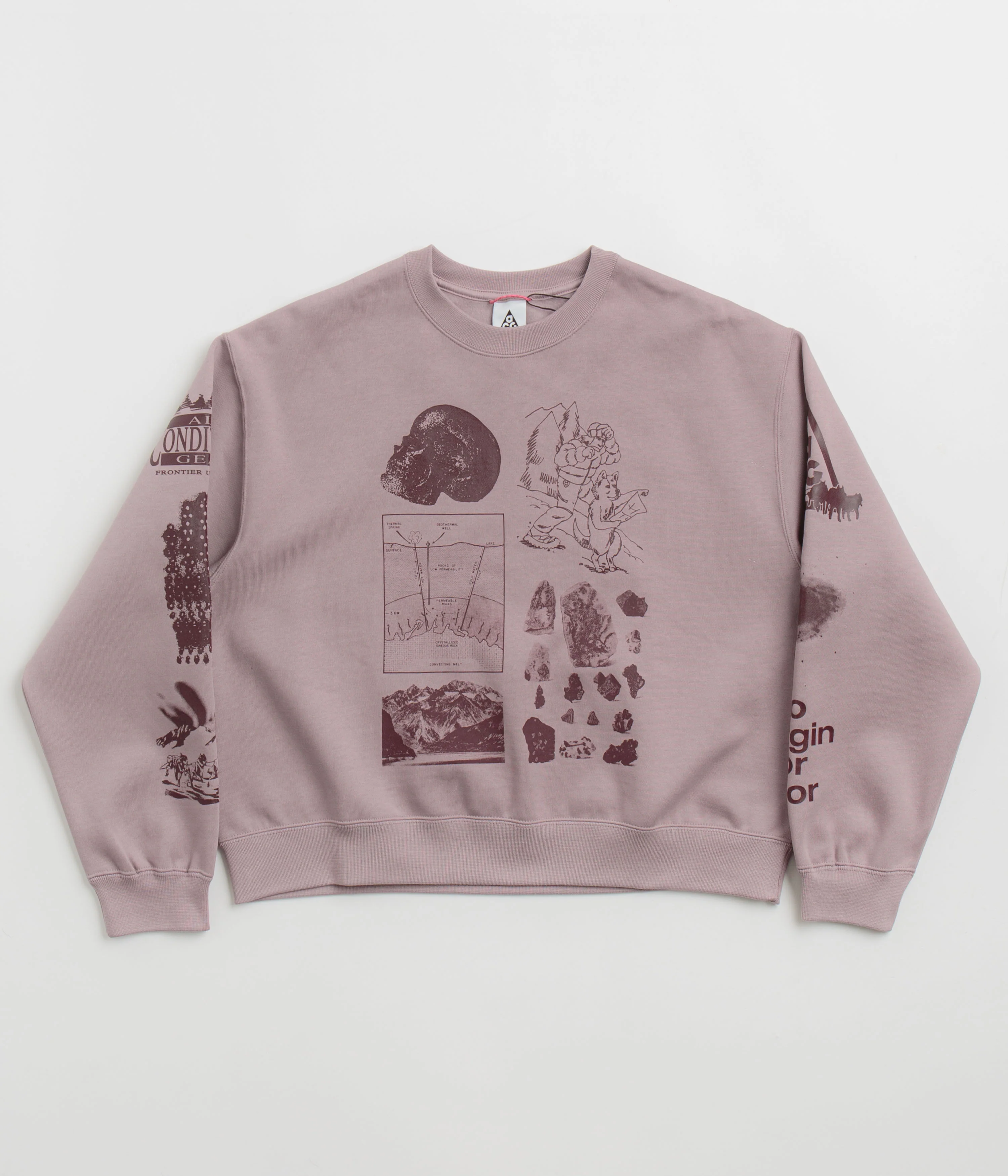 Nike ACG Womens Tuff Fleece Crewneck Sweatshirt - Light Violet Ore / Burgundy Crush - Image 2