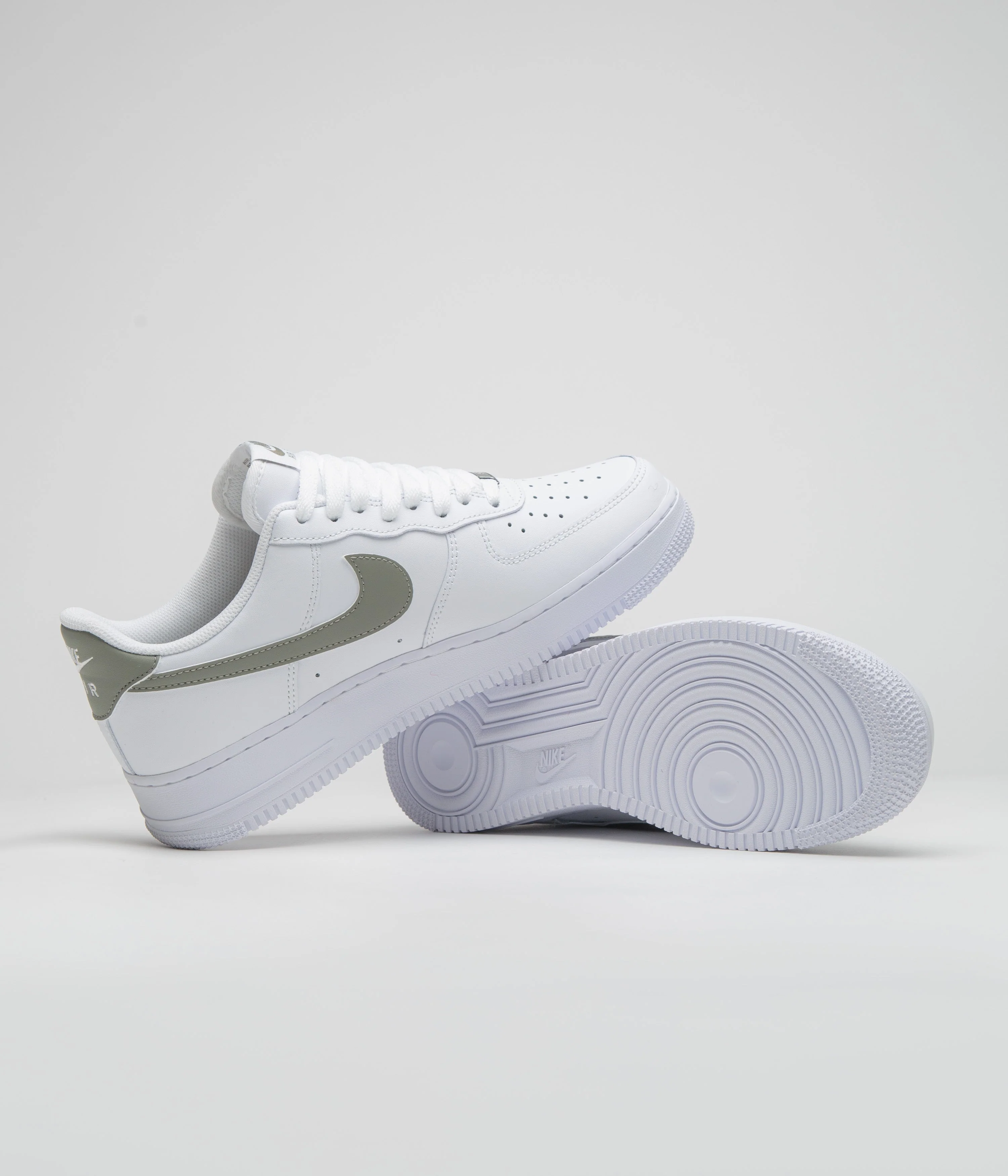Nike Air Force 1 '07 Shoes - White / Light Army - Image 5